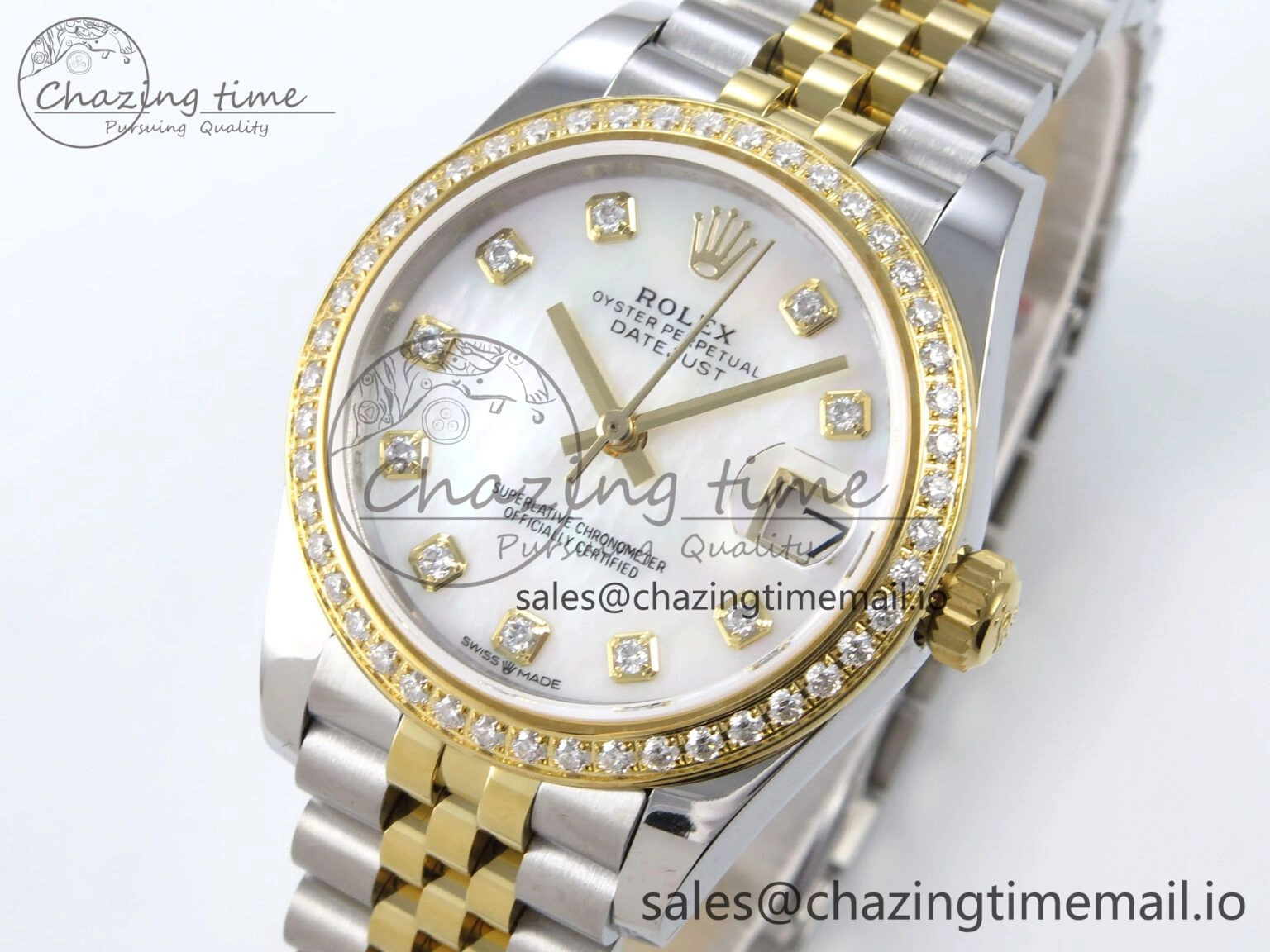 DateJust 31 278383RBR JARF 1:1 Best Edition 904L Steel White MOP Diamonds Dial on SS YG Jubilee Bracelet HZ2236