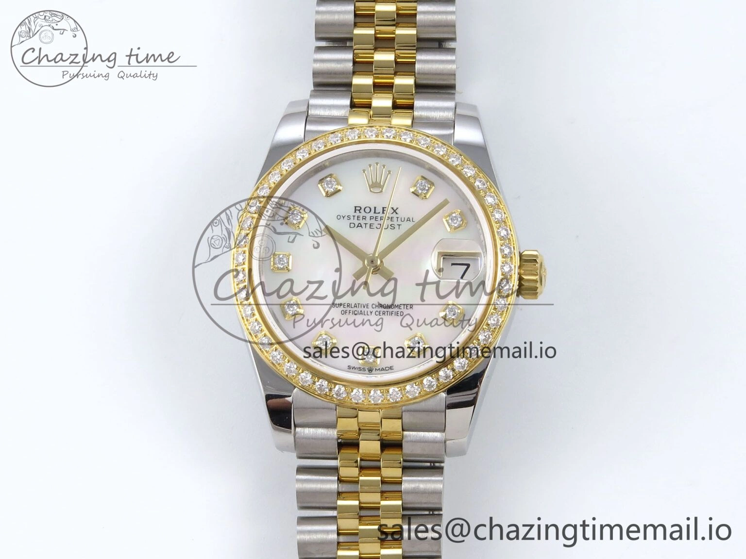 DateJust 31 278383RBR JARF 1:1 Best Edition 904L Steel White MOP Diamonds Dial on SS YG Jubilee Bracelet HZ2236