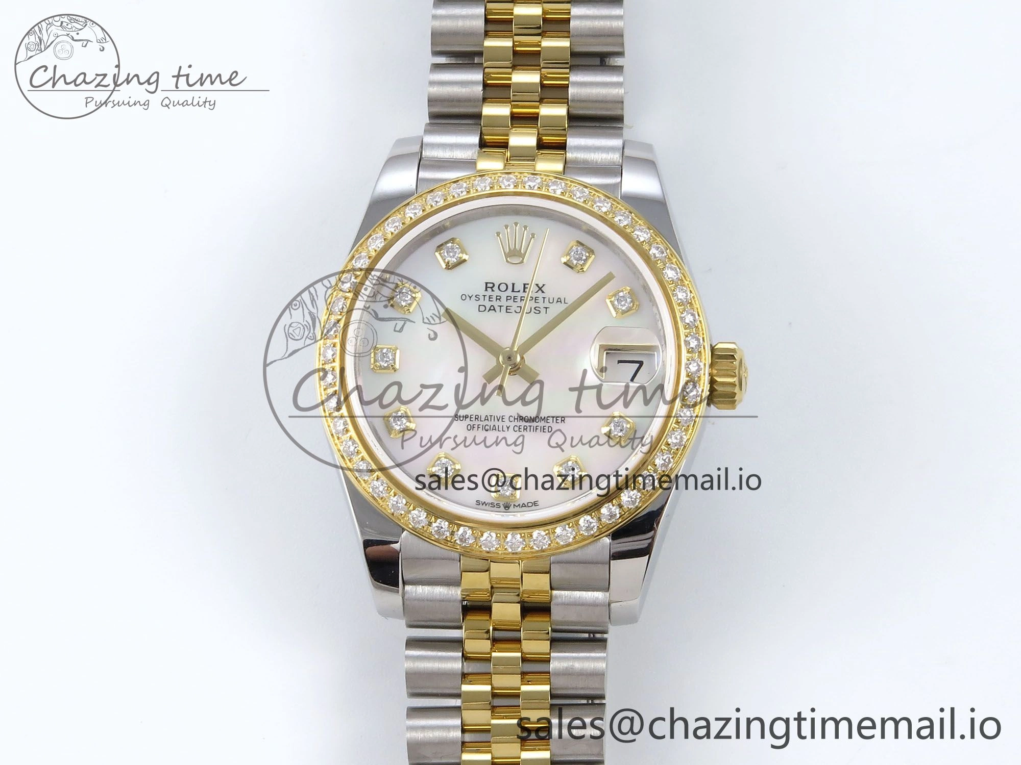 DateJust 31 278383RBR JARF 1:1 Best Edition 904L Steel White MOP Diamonds Dial on SS YG Jubilee Bracelet HZ2236