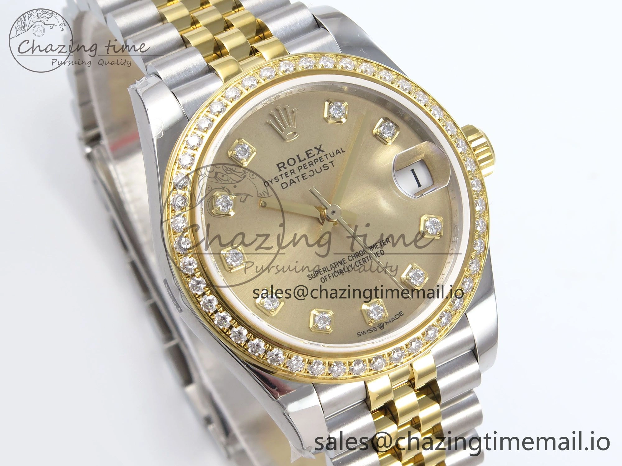 DateJust 31 278383RBR JARF 1:1 Best Edition 904L Steel YG Diamonds Dial on SS YG Jubilee Bracelet HZ2236