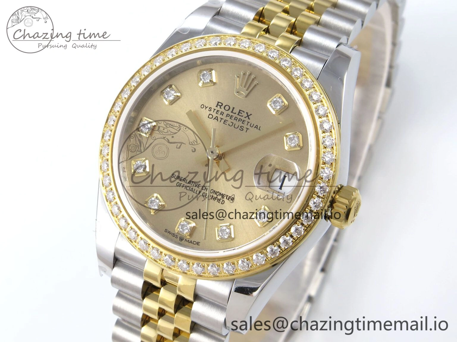 DateJust 31 278383RBR JARF 1:1 Best Edition 904L Steel YG Diamonds Dial on SS YG Jubilee Bracelet HZ2236