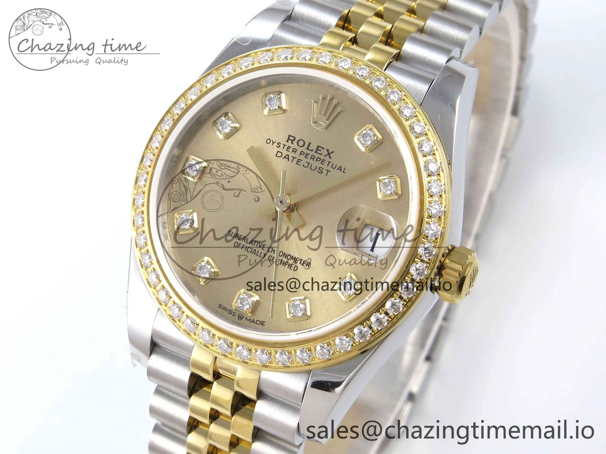DateJust 31 278383RBR JARF 1:1 Best Edition 904L Steel YG Diamonds Dial on SS YG Jubilee Bracelet HZ2236