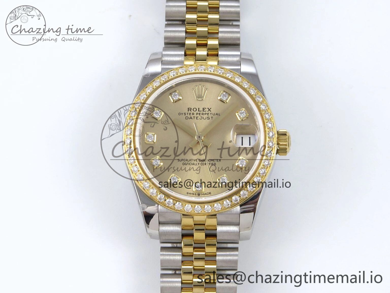 DateJust 31 278383RBR JARF 1:1 Best Edition 904L Steel YG Diamonds Dial on SS YG Jubilee Bracelet HZ2236