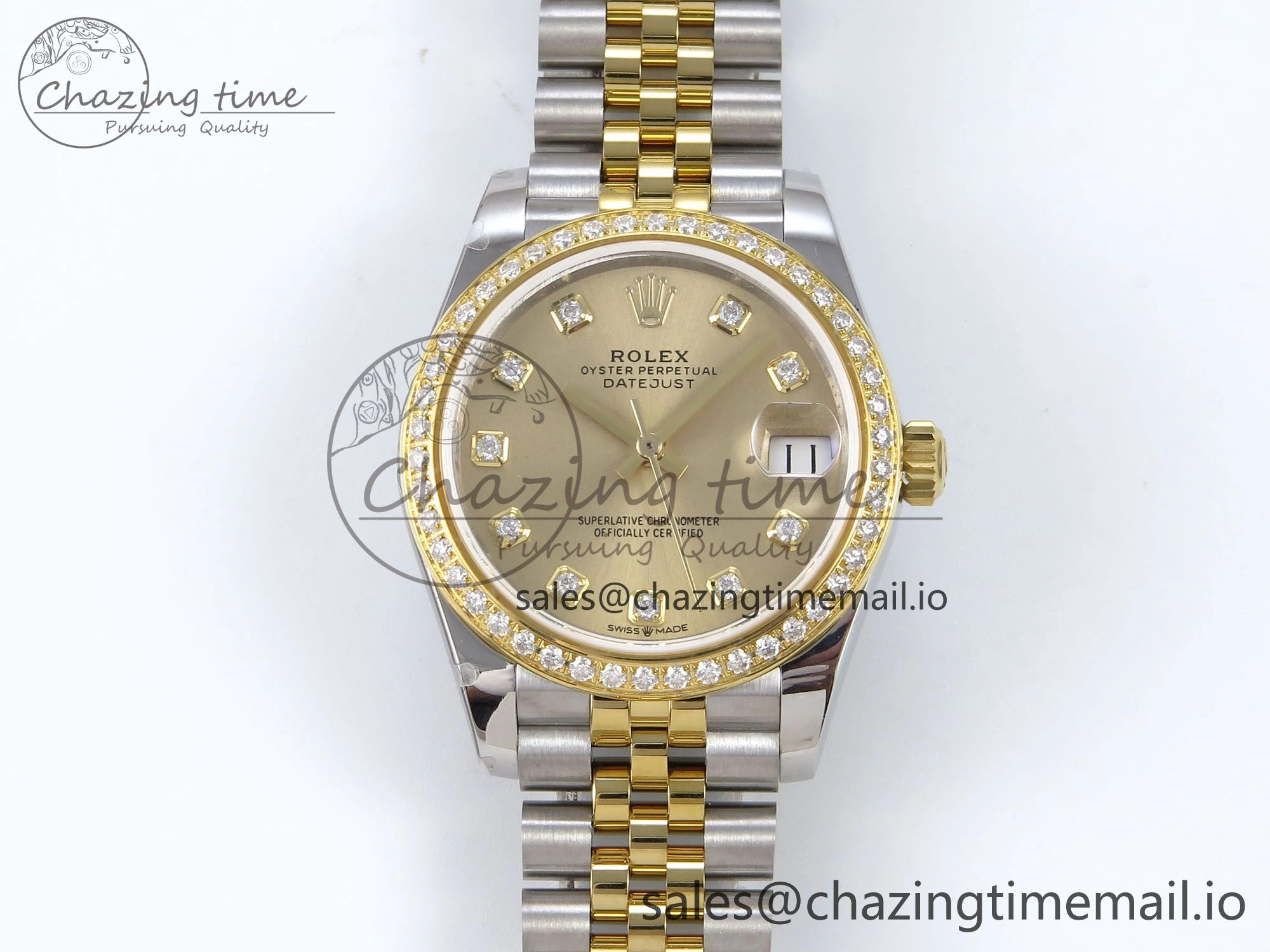 DateJust 31 278383RBR JARF 1:1 Best Edition 904L Steel YG Diamonds Dial on SS YG Jubilee Bracelet HZ2236