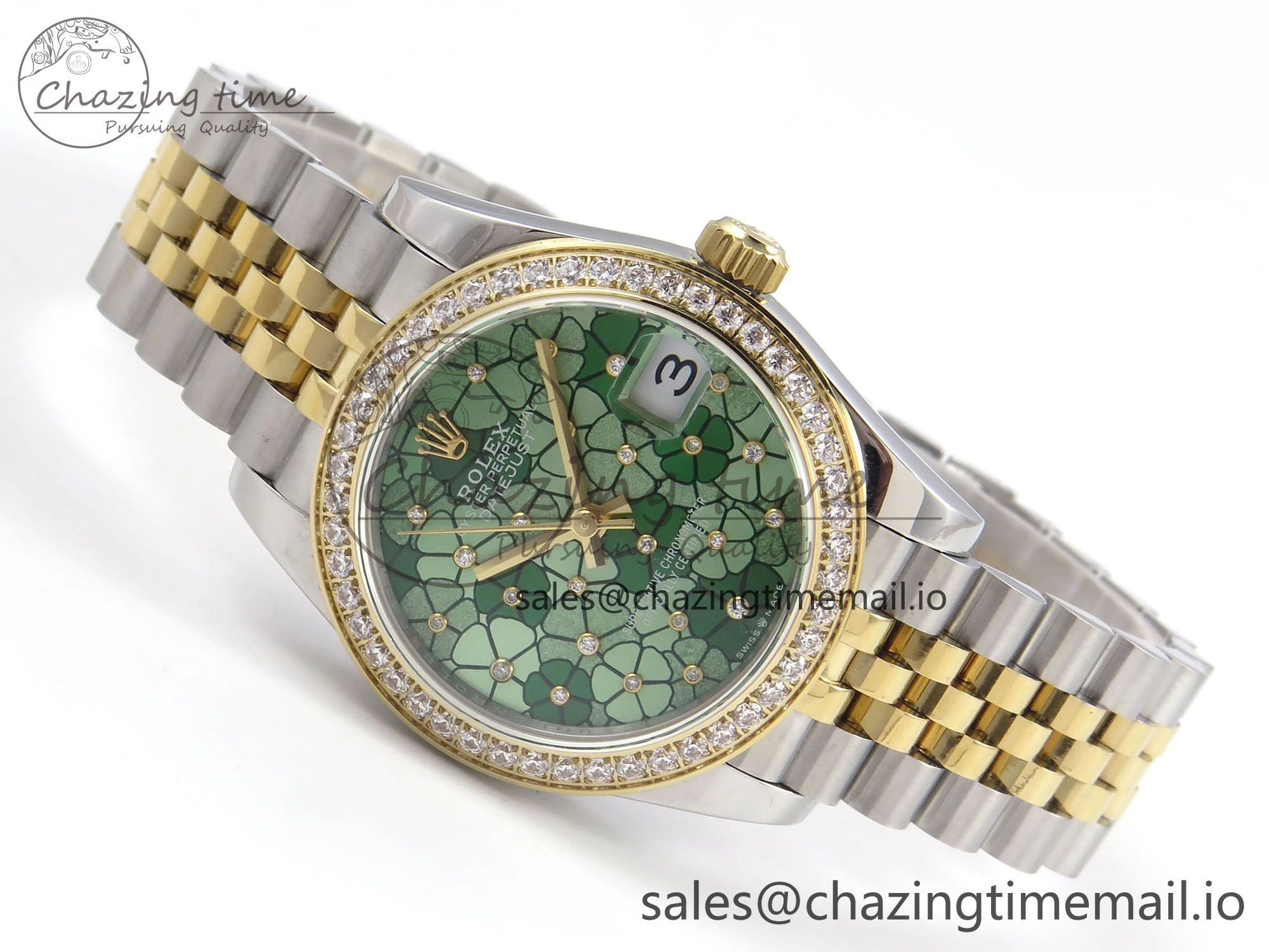 DateJust 31 278383RBR SS YG GMF 1:1 Best Edition 904L Steel Olive Green Diamonds Dial on Jubilee Bracelet A2824