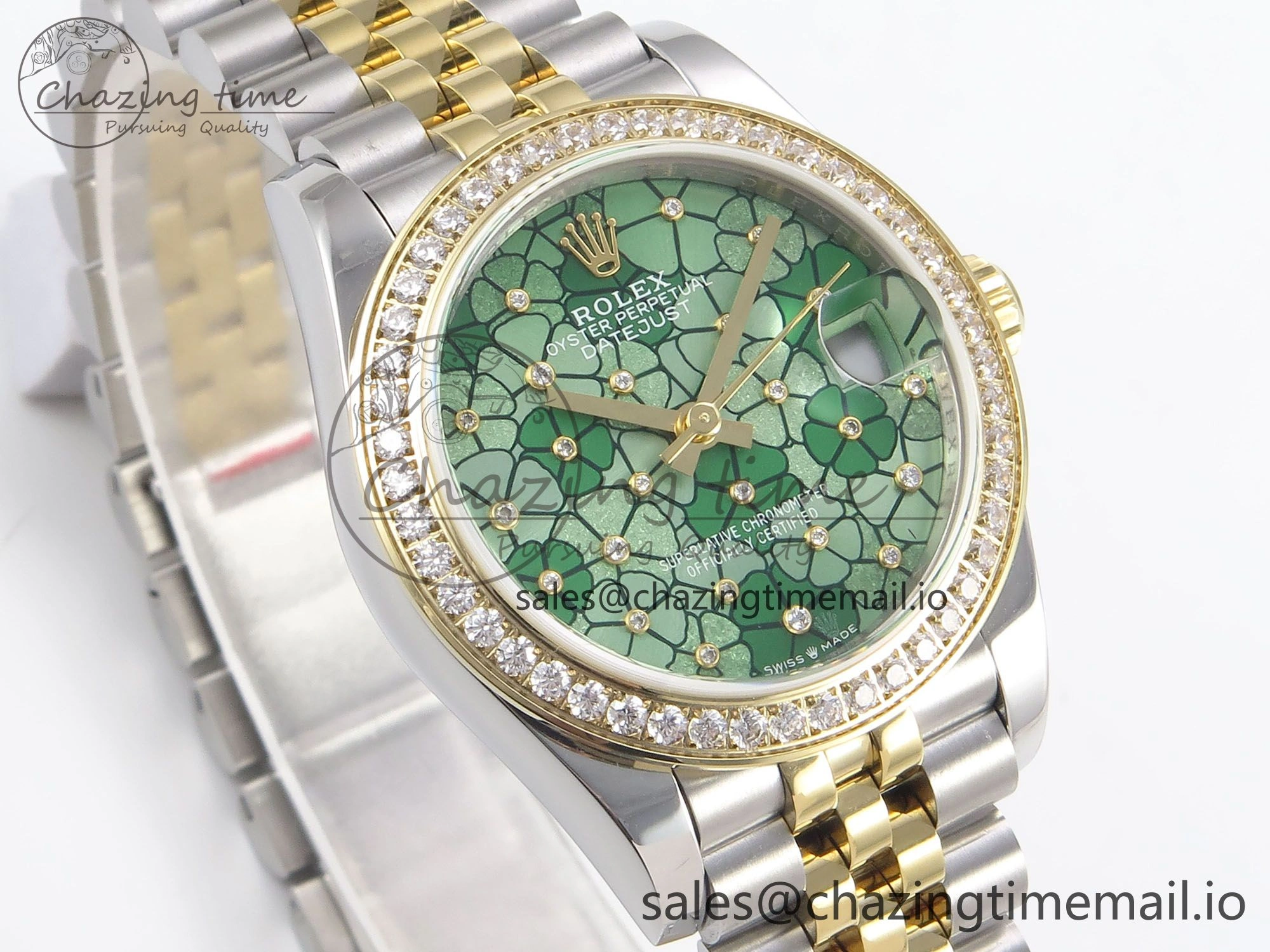 DateJust 31 278383RBR SS YG GMF 1:1 Best Edition 904L Steel Olive Green Diamonds Dial on Jubilee Bracelet A2824