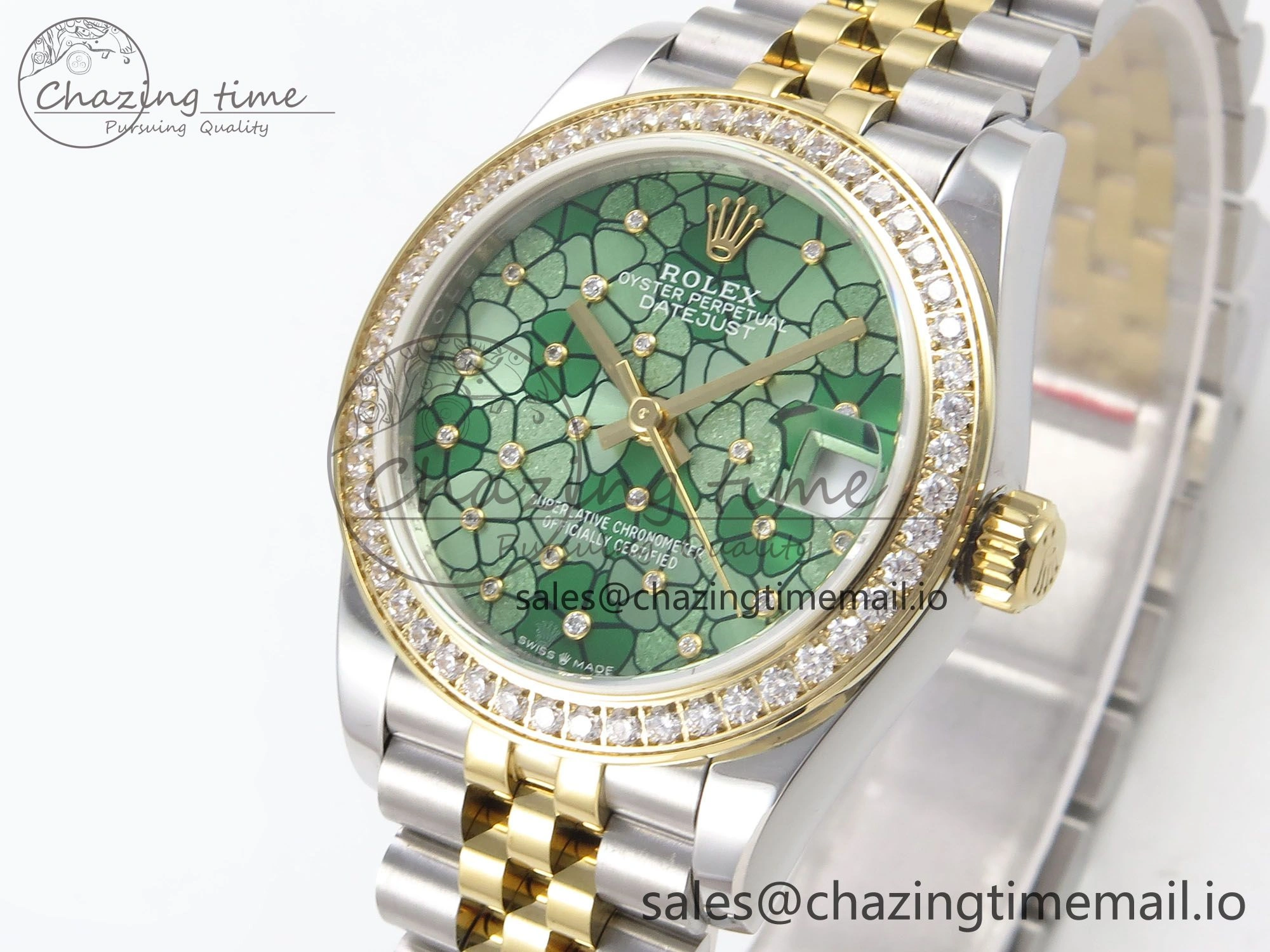 DateJust 31 278383RBR SS YG GMF 1:1 Best Edition 904L Steel Olive Green Diamonds Dial on Jubilee Bracelet A2824