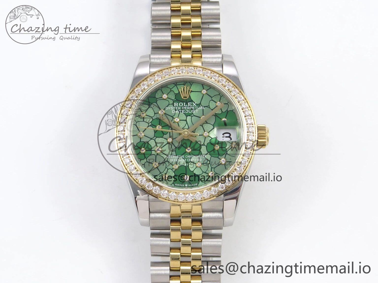 DateJust 31 278383RBR SS YG GMF 1:1 Best Edition 904L Steel Olive Green Diamonds Dial on Jubilee Bracelet A2824