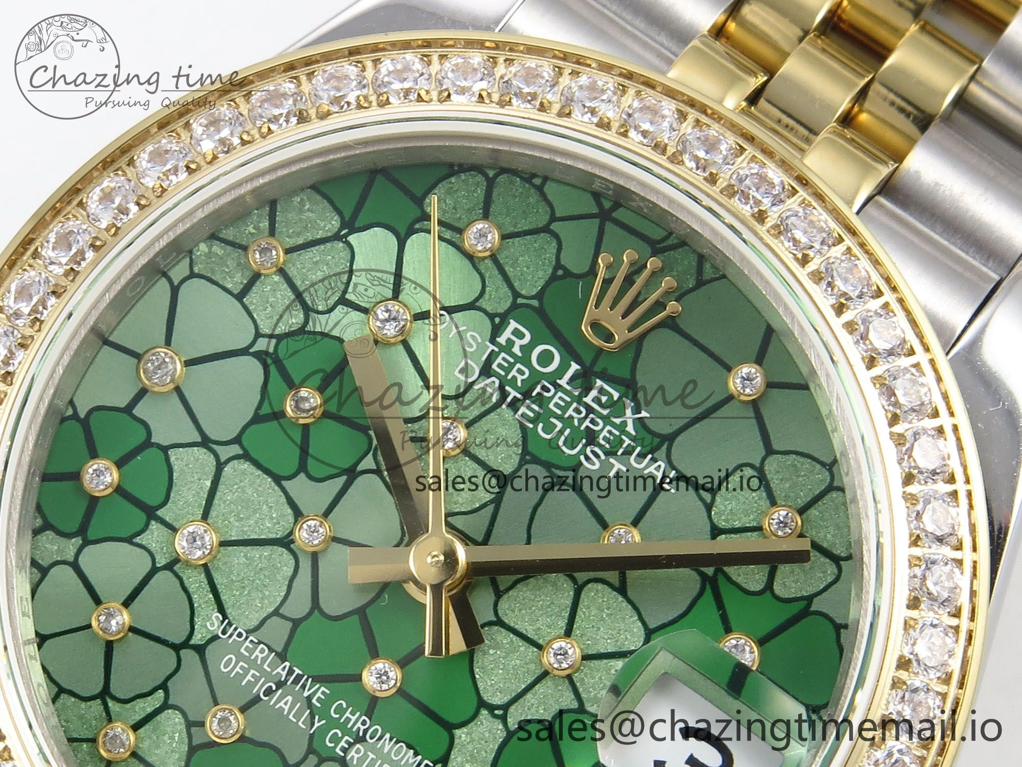 DateJust 31 278383RBR SS YG GMF 1:1 Best Edition 904L Steel Olive Green Diamonds Dial on Jubilee Bracelet A2824