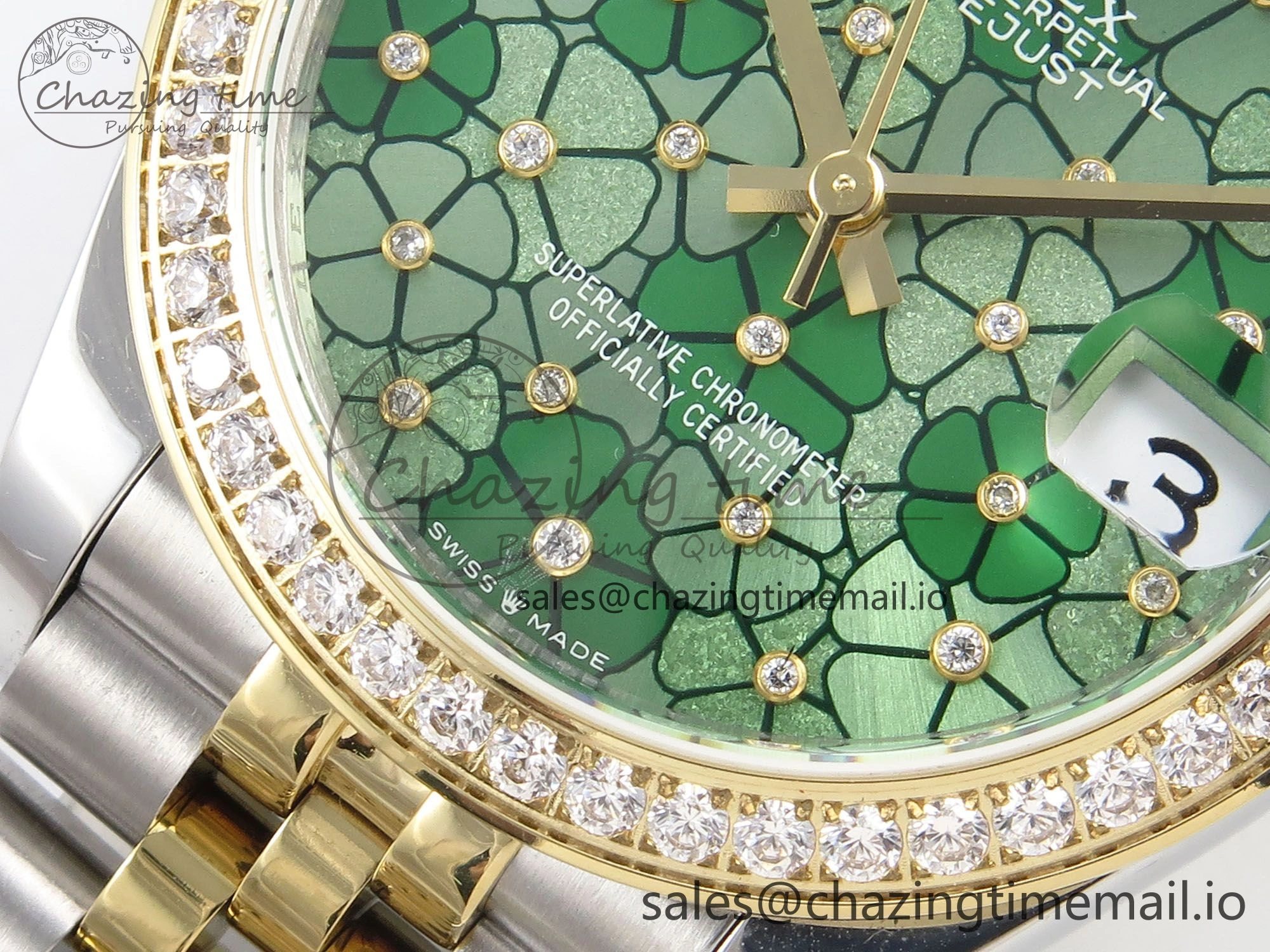 DateJust 31 278383RBR SS YG GMF 1:1 Best Edition 904L Steel Olive Green Diamonds Dial on Jubilee Bracelet A2824