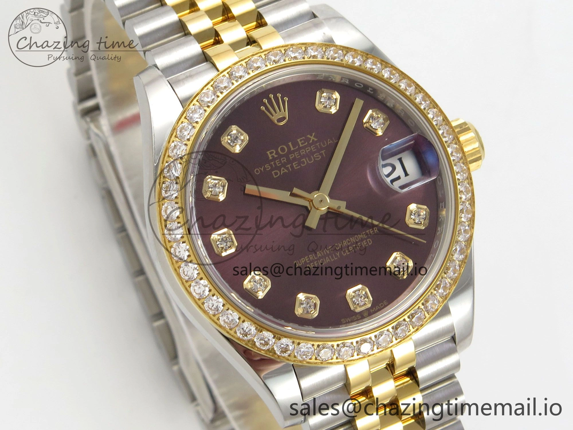 DateJust 31 278383RBR THBF 1:1 Best Edition 904L Steel Brown Diamonds Dial Diamonds Bezel on SS YG Jubilee Bracelet HZ Cal.2236