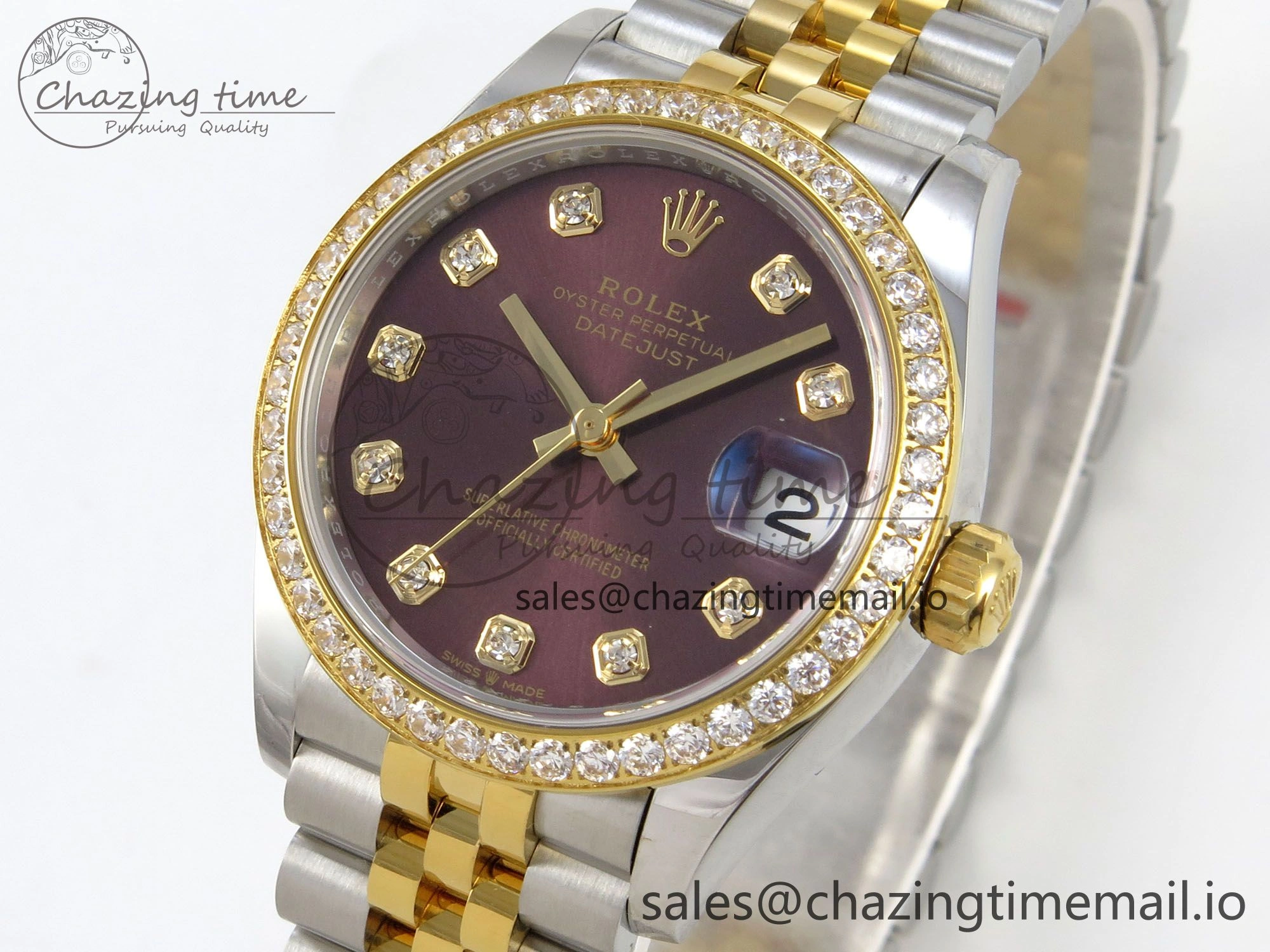 DateJust 31 278383RBR THBF 1:1 Best Edition 904L Steel Brown Diamonds Dial Diamonds Bezel on SS YG Jubilee Bracelet HZ Cal.2236