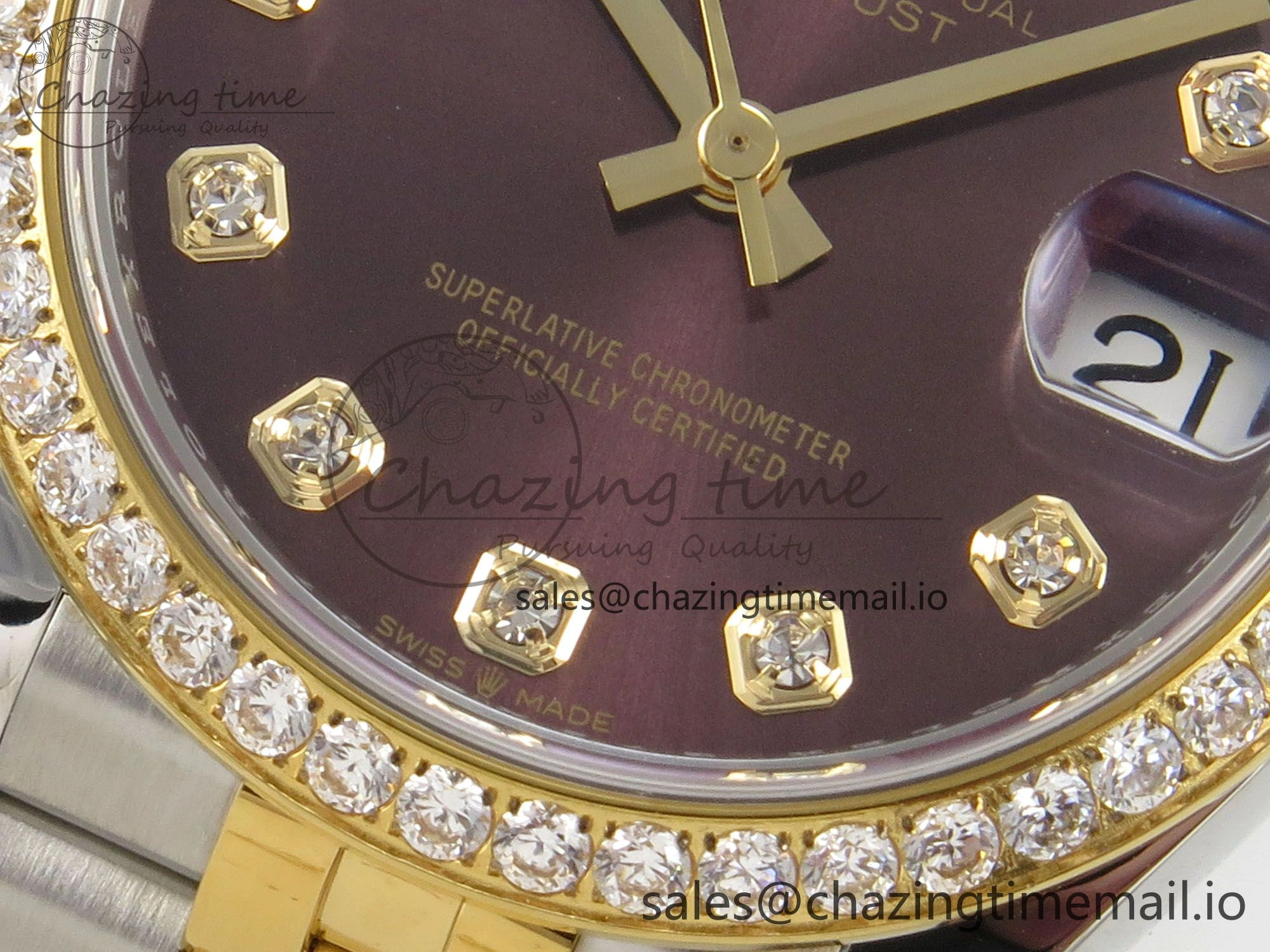 DateJust 31 278383RBR THBF 1:1 Best Edition 904L Steel Brown Diamonds Dial Diamonds Bezel on SS YG Jubilee Bracelet HZ Cal.2236