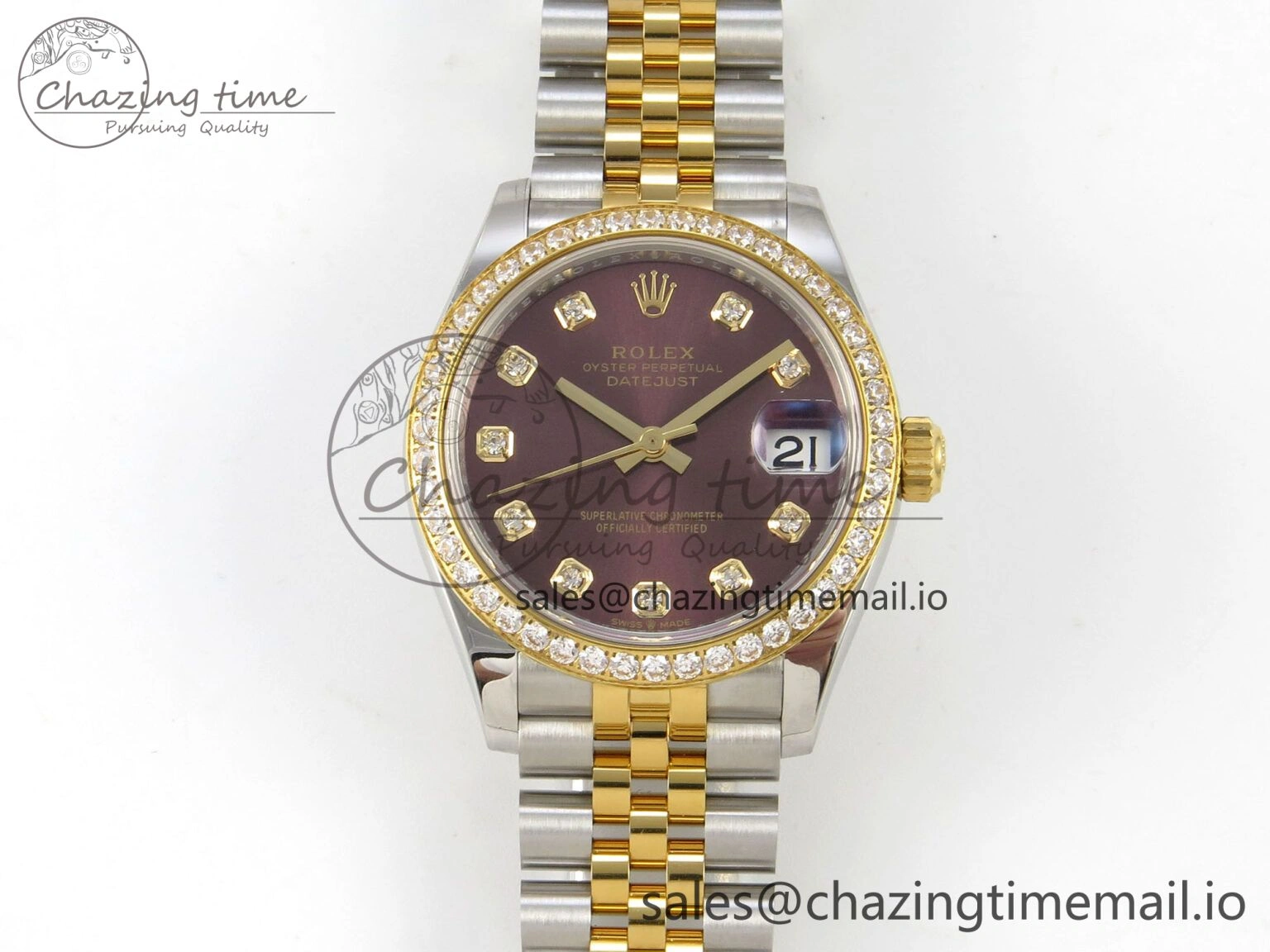 DateJust 31 278383RBR THBF 1:1 Best Edition 904L Steel Brown Diamonds Dial Diamonds Bezel on SS YG Jubilee Bracelet HZ Cal.2236