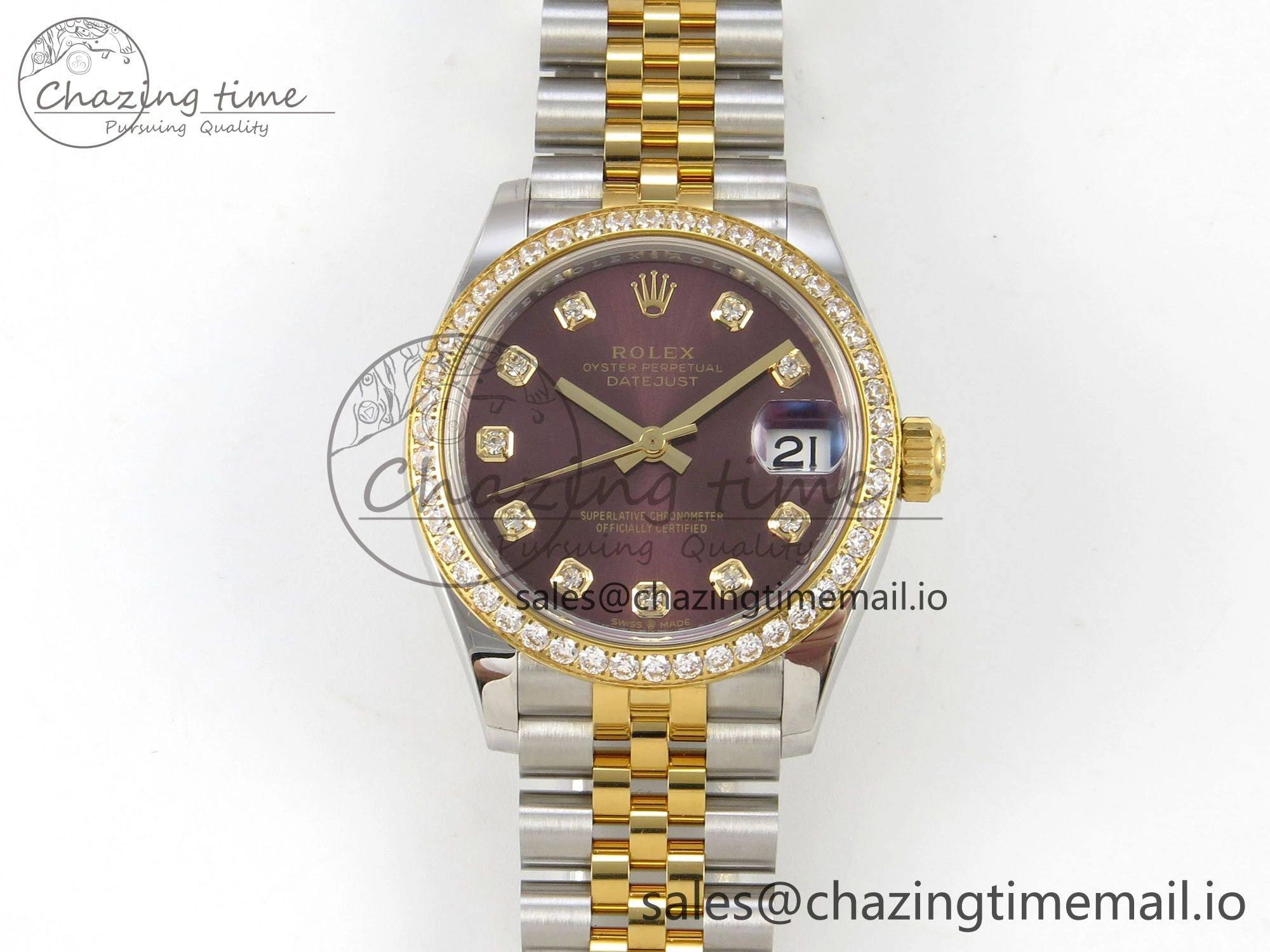 DateJust 31 278383RBR THBF 1:1 Best Edition 904L Steel Brown Diamonds Dial Diamonds Bezel on SS YG Jubilee Bracelet HZ Cal.2236