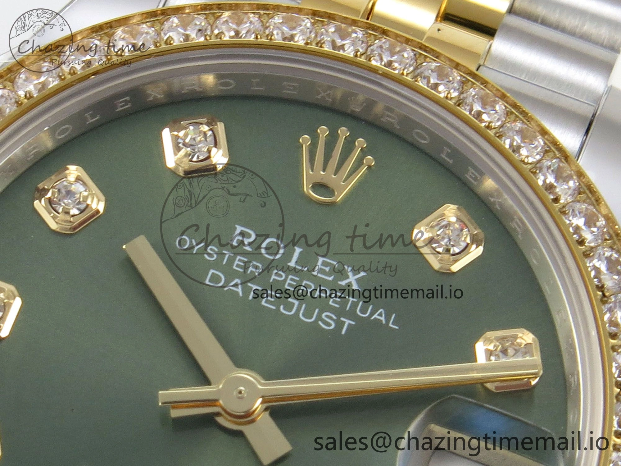 DateJust 31 278383RBR THBF 1:1 Best Edition 904L Steel Green Diamonds Dial Diamonds Bezel on SS YG Jubilee Bracelet HZ Cal.2236