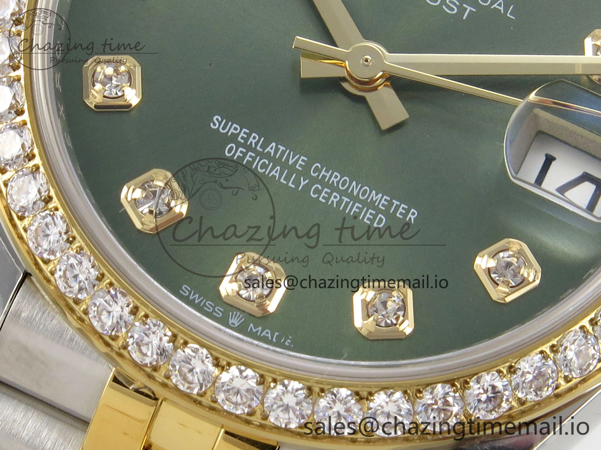 DateJust 31 278383RBR THBF 1:1 Best Edition 904L Steel Green Diamonds Dial Diamonds Bezel on SS YG Jubilee Bracelet HZ Cal.2236