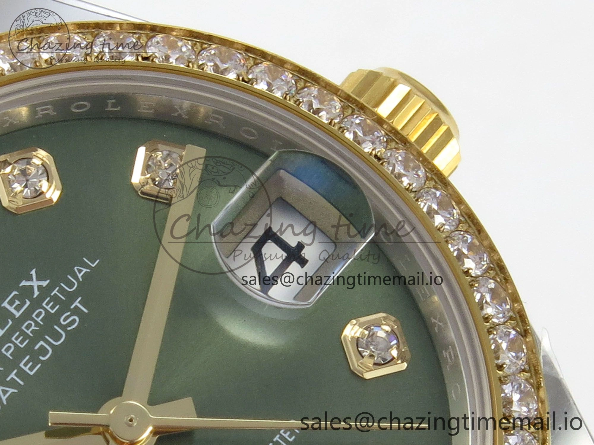 DateJust 31 278383RBR THBF 1:1 Best Edition 904L Steel Green Diamonds Dial Diamonds Bezel on SS YG Jubilee Bracelet HZ Cal.2236