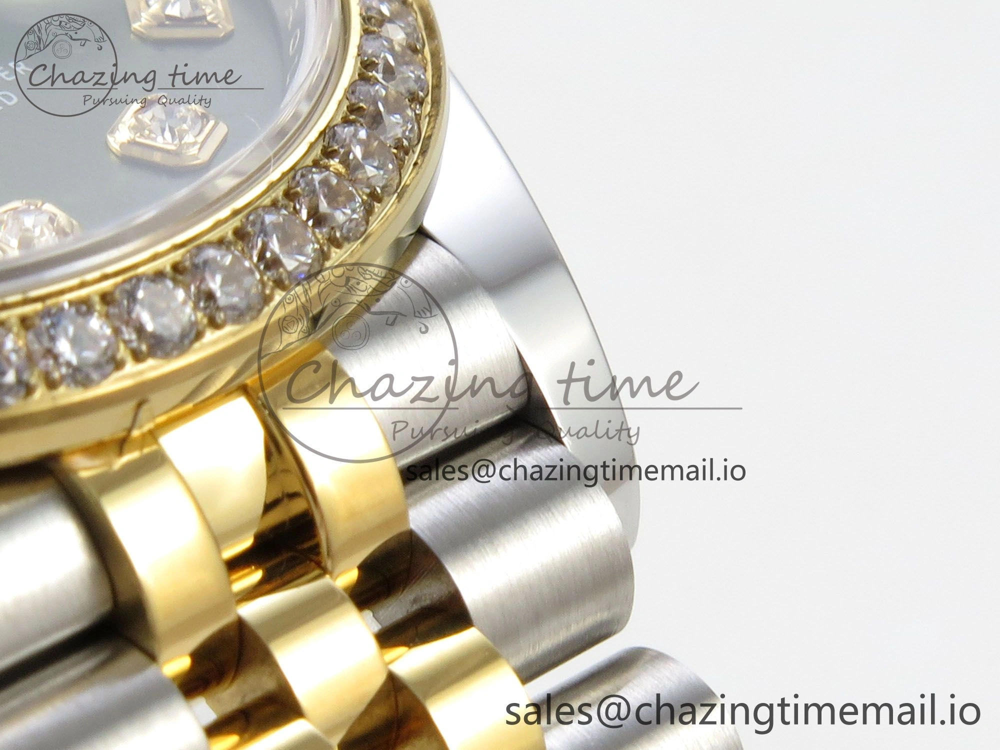 DateJust 31 278383RBR THBF 1:1 Best Edition 904L Steel Green Diamonds Dial Diamonds Bezel on SS YG Jubilee Bracelet HZ Cal.2236