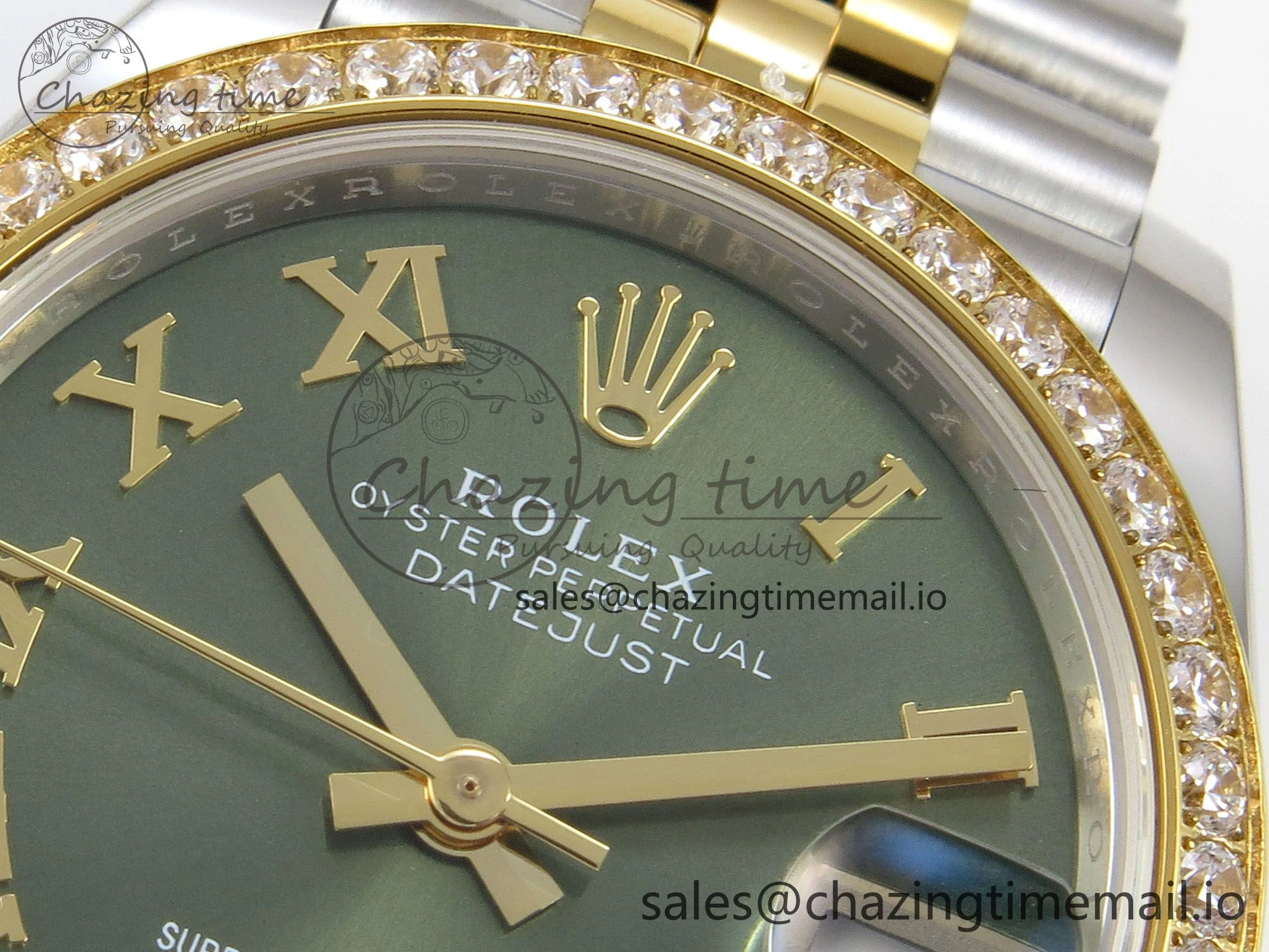 DateJust 31 278383RBR THBF 1:1 Best Edition 904L Steel Green Roman Diamonds Dial Diamonds Bezel on SS YG Jubilee Bracelet HZ Cal.2236