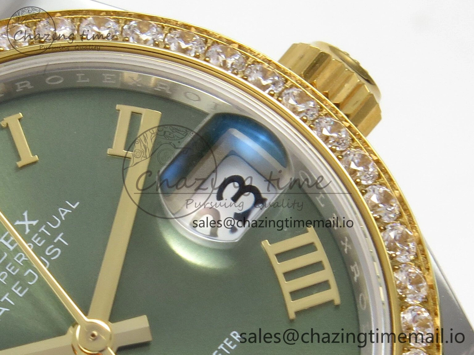 DateJust 31 278383RBR THBF 1:1 Best Edition 904L Steel Green Roman Diamonds Dial Diamonds Bezel on SS YG Jubilee Bracelet HZ Cal.2236