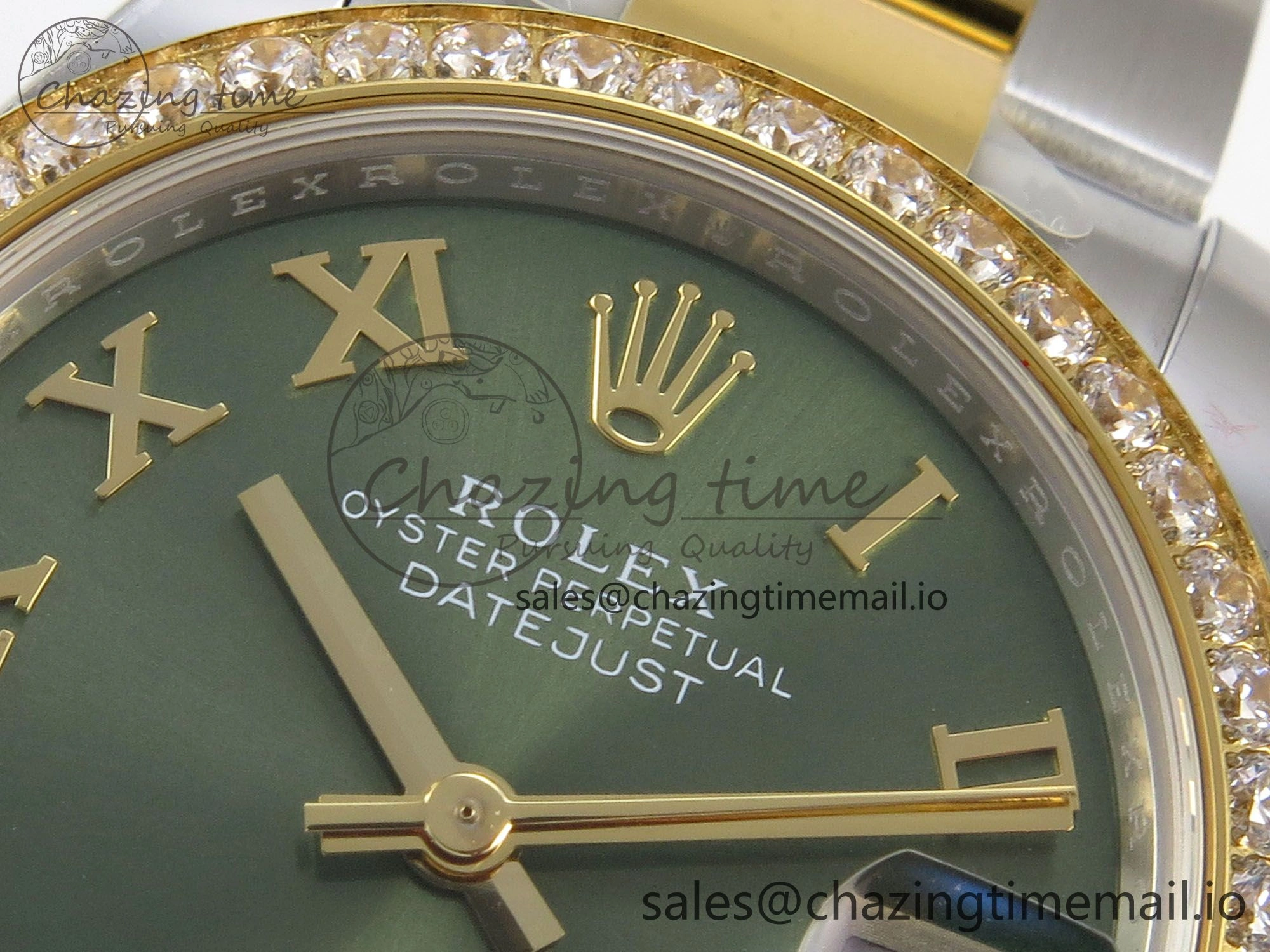 DateJust 31 278383RBR THBF 1:1 Best Edition 904L Steel Green Roman Diamonds Dial Diamonds Bezel on SS YG Oyster Bracelet HZ Cal.2236