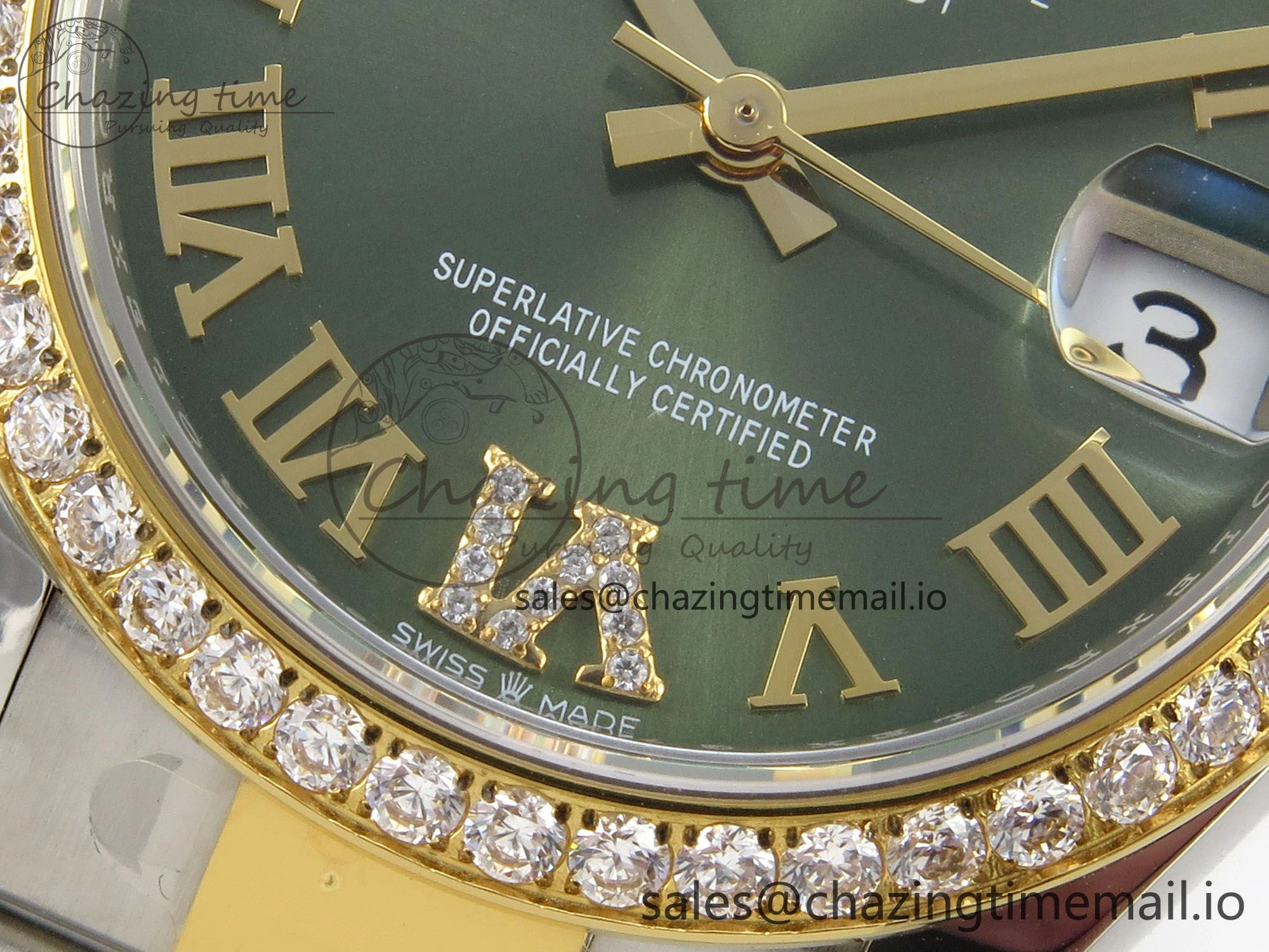 DateJust 31 278383RBR THBF 1:1 Best Edition 904L Steel Green Roman Diamonds Dial Diamonds Bezel on SS YG Oyster Bracelet HZ Cal.2236