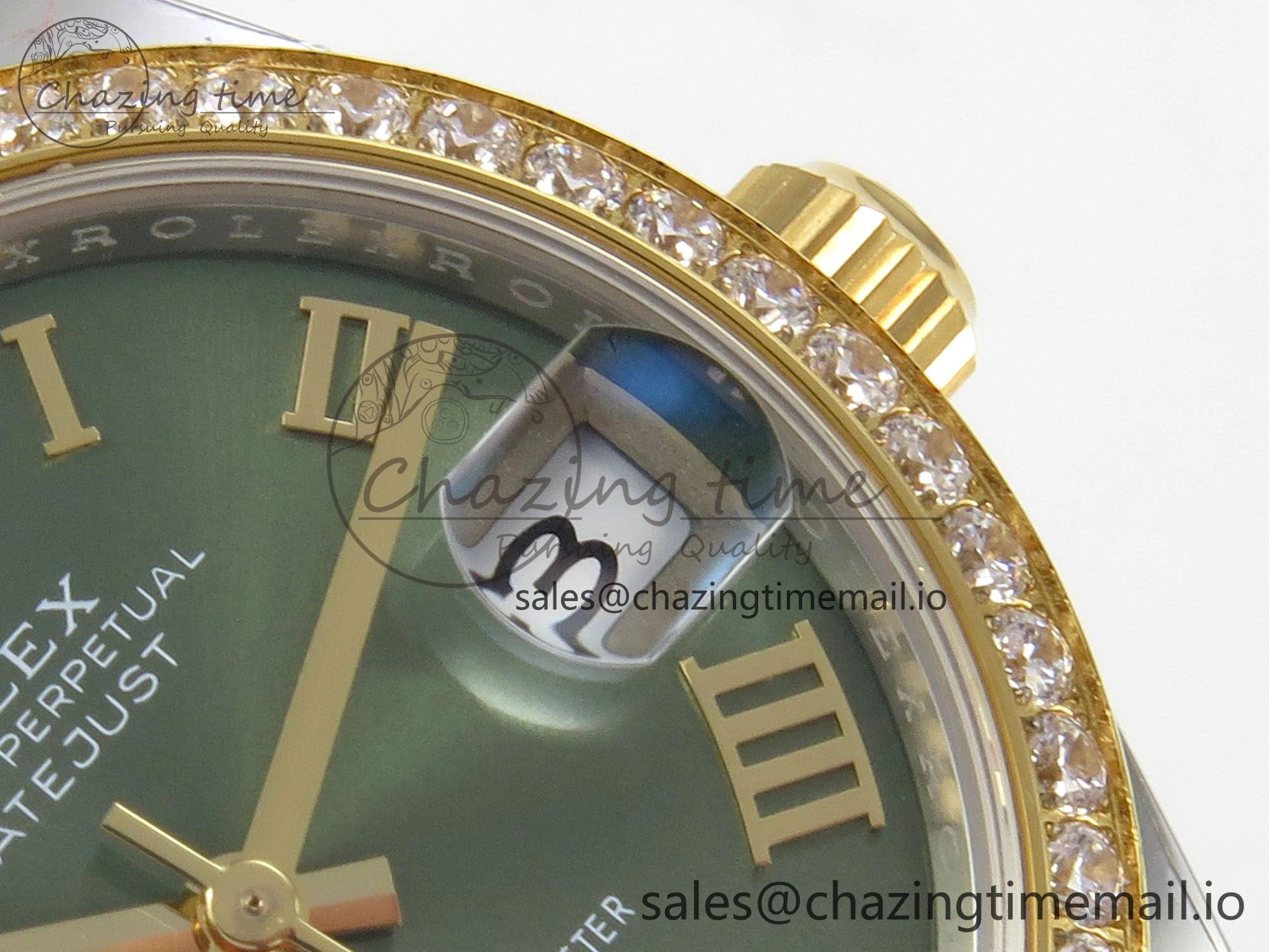 DateJust 31 278383RBR THBF 1:1 Best Edition 904L Steel Green Roman Diamonds Dial Diamonds Bezel on SS YG Oyster Bracelet HZ Cal.2236