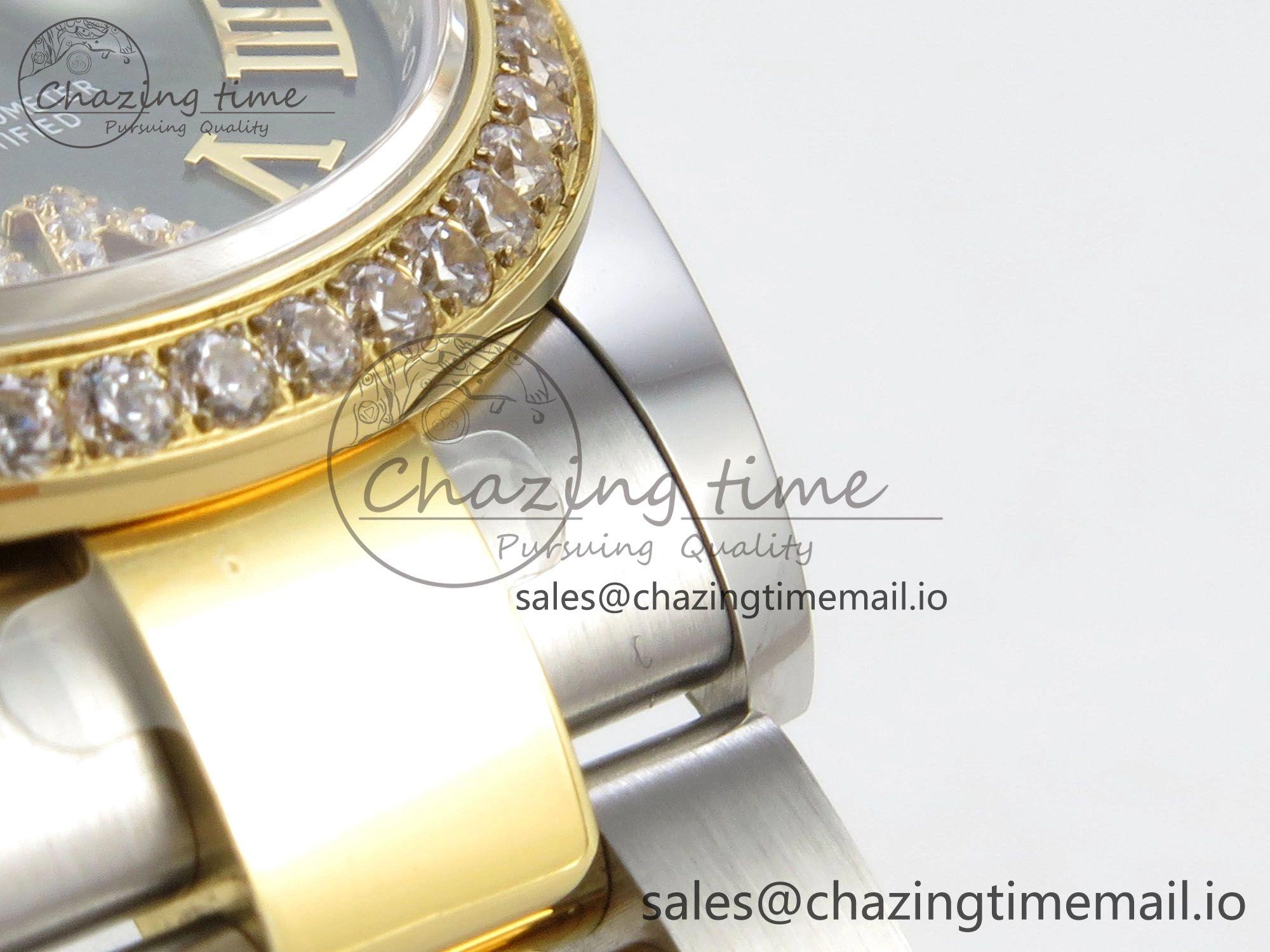 DateJust 31 278383RBR THBF 1:1 Best Edition 904L Steel Green Roman Diamonds Dial Diamonds Bezel on SS YG Oyster Bracelet HZ Cal.2236