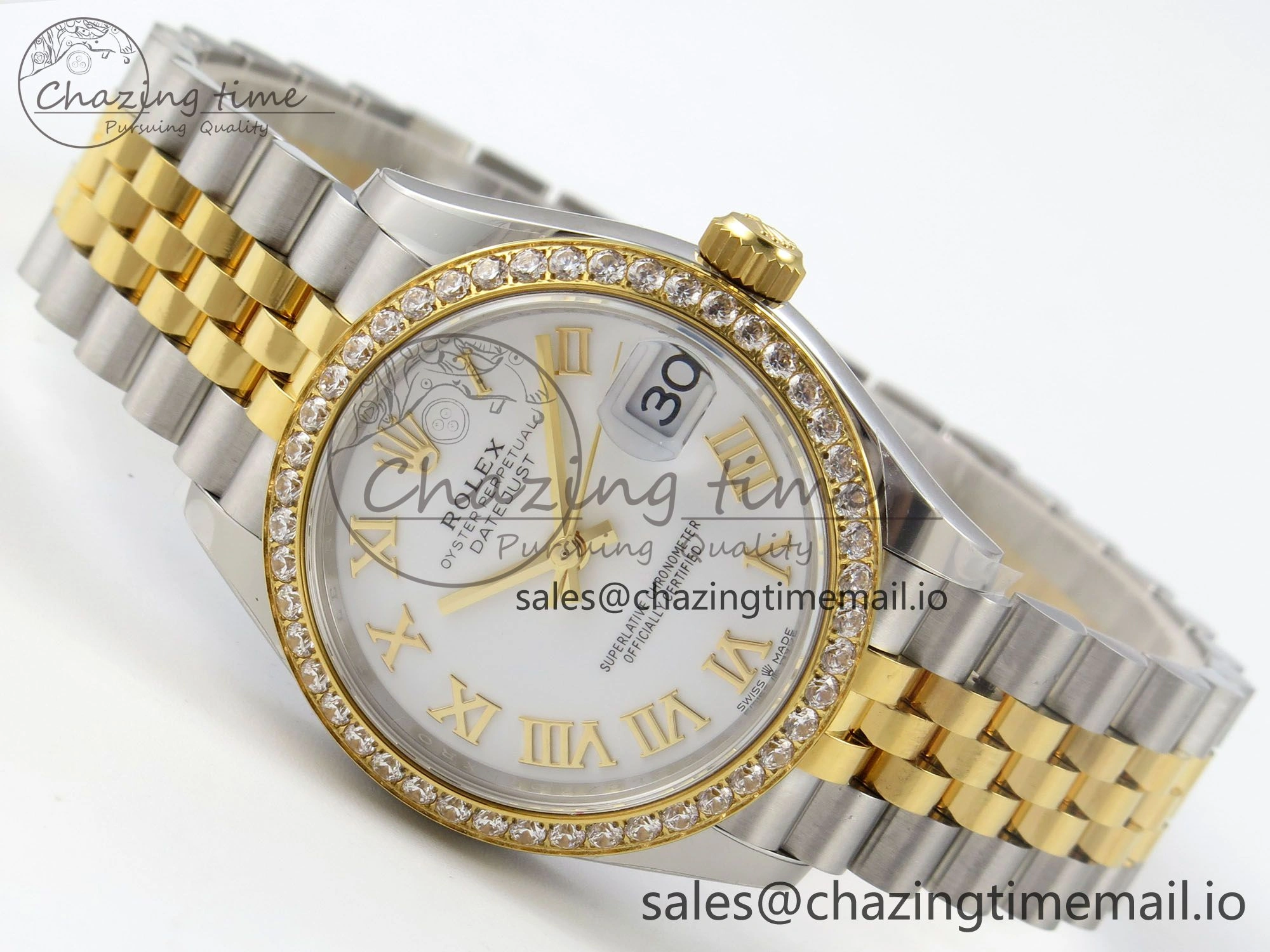 DateJust 31 278383RBR THBF 1:1 Best Edition 904L Steel White Roman Dial Diamonds Bezel on SS YG Jubilee Bracelet HZ Cal.2236