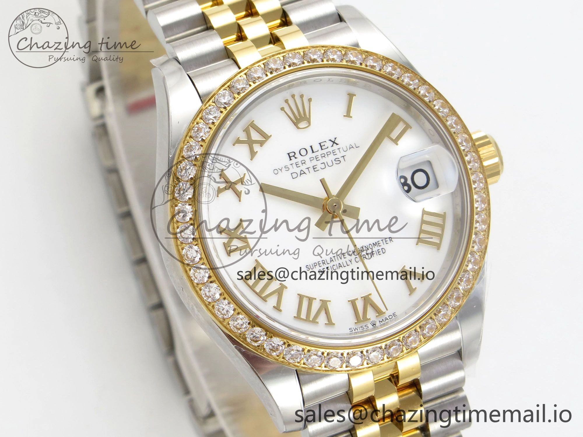 DateJust 31 278383RBR THBF 1:1 Best Edition 904L Steel White Roman Dial Diamonds Bezel on SS YG Jubilee Bracelet HZ Cal.2236