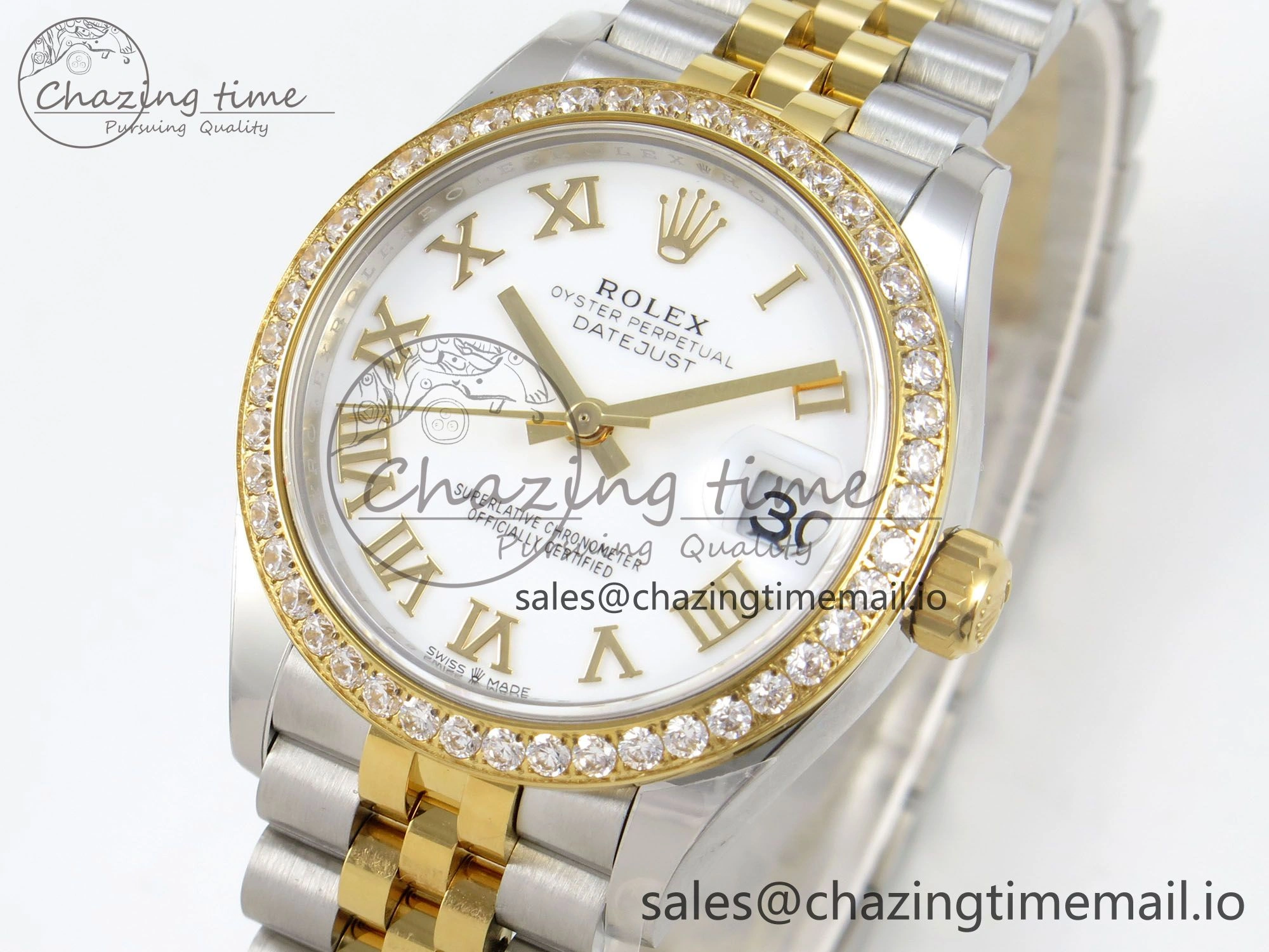 DateJust 31 278383RBR THBF 1:1 Best Edition 904L Steel White Roman Dial Diamonds Bezel on SS YG Jubilee Bracelet HZ Cal.2236