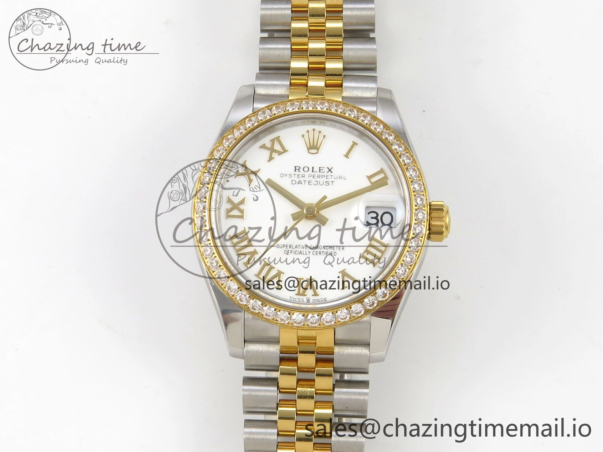 DateJust 31 278383RBR THBF 1:1 Best Edition 904L Steel White Roman Dial Diamonds Bezel on SS YG Jubilee Bracelet HZ Cal.2236