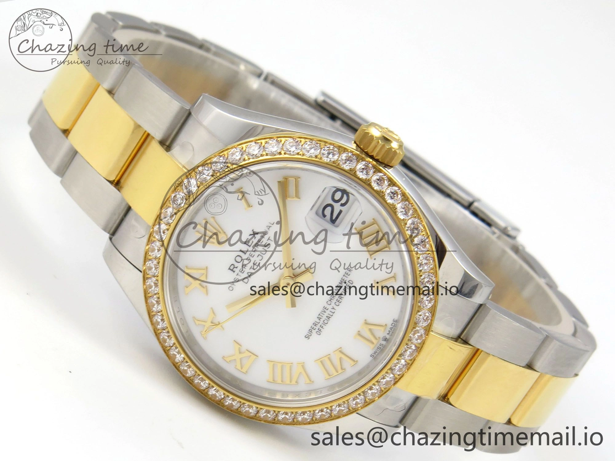 DateJust 31 278383RBR THBF 1:1 Best Edition 904L Steel White Roman Dial Diamonds Bezel on SS YG Oyster Bracelet HZ Cal.2236