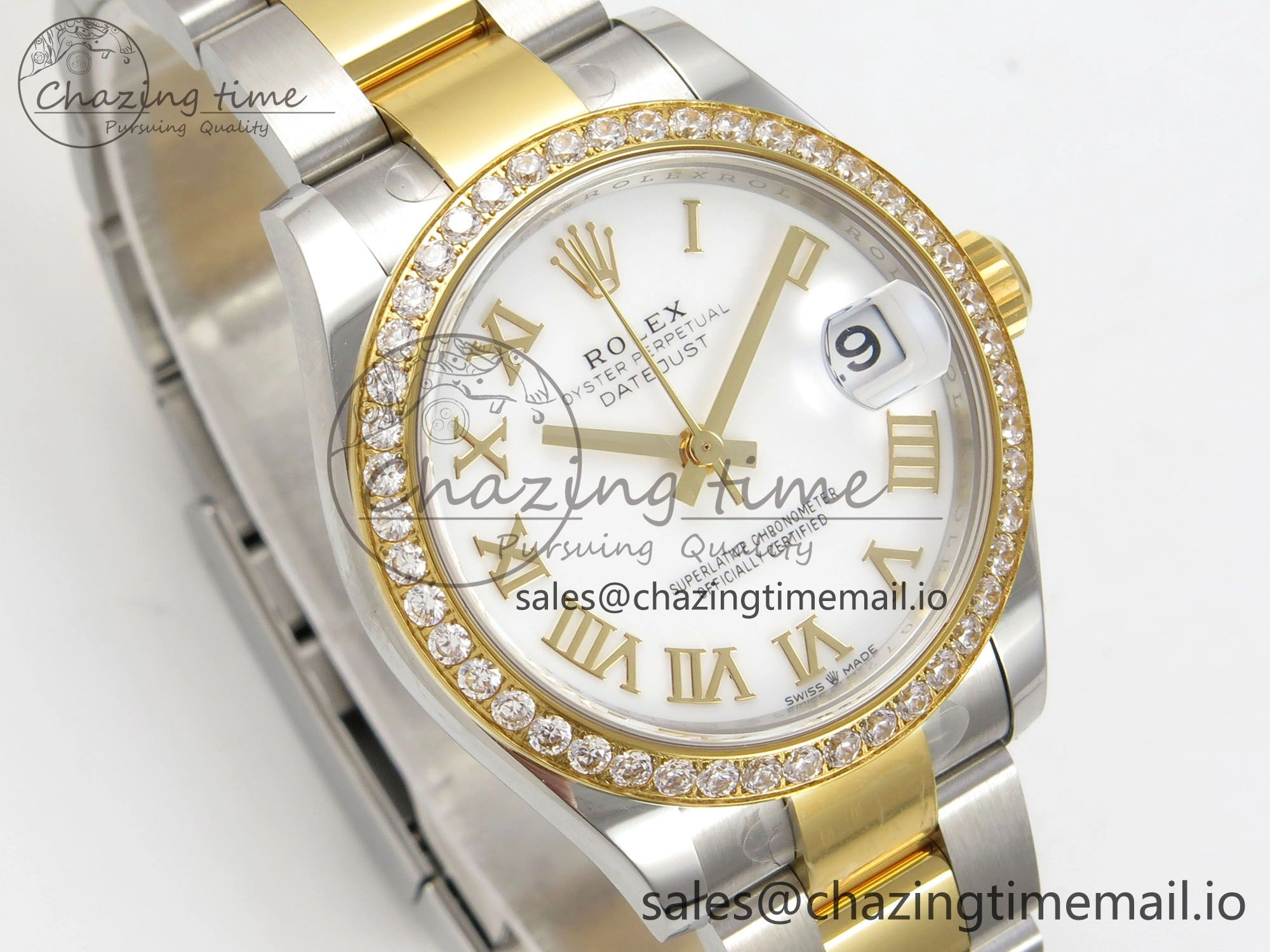 DateJust 31 278383RBR THBF 1:1 Best Edition 904L Steel White Roman Dial Diamonds Bezel on SS YG Oyster Bracelet HZ Cal.2236