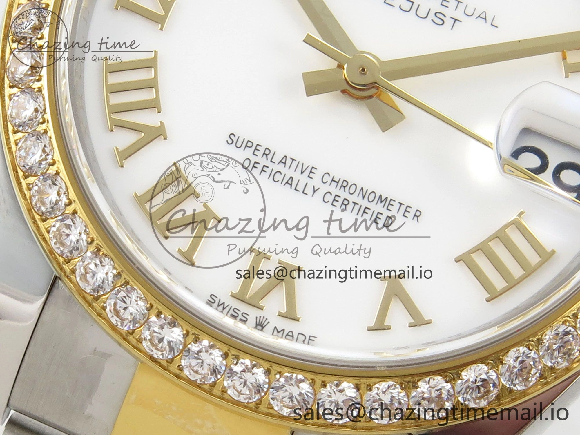 DateJust 31 278383RBR THBF 1:1 Best Edition 904L Steel White Roman Dial Diamonds Bezel on SS YG Oyster Bracelet HZ Cal.2236