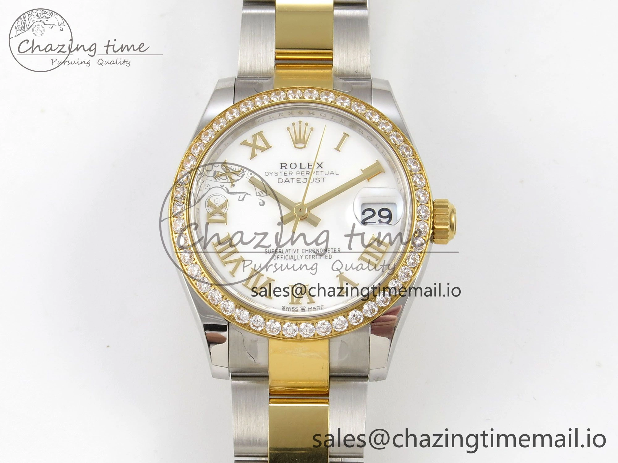 DateJust 31 278383RBR THBF 1:1 Best Edition 904L Steel White Roman Dial Diamonds Bezel on SS YG Oyster Bracelet HZ Cal.2236