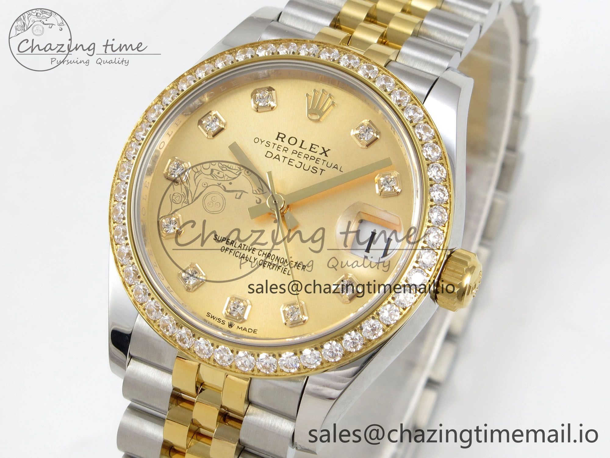 DateJust 31 278383RBR THBF 1:1 Best Edition 904L Steel YG Diamonds Dial Diamonds Bezel on SS YG Jubilee Bracelet HZ Cal.2236