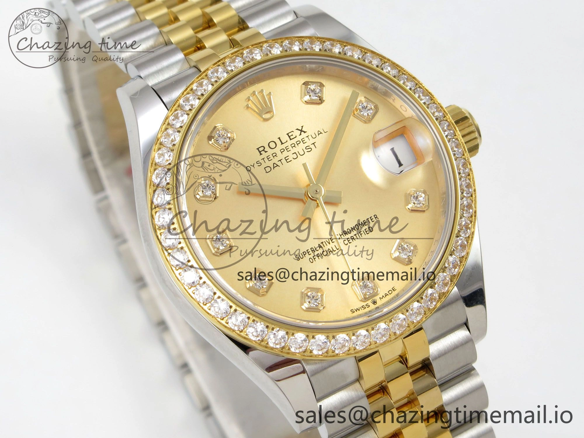 DateJust 31 278383RBR THBF 1:1 Best Edition 904L Steel YG Diamonds Dial Diamonds Bezel on SS YG Jubilee Bracelet HZ Cal.2236