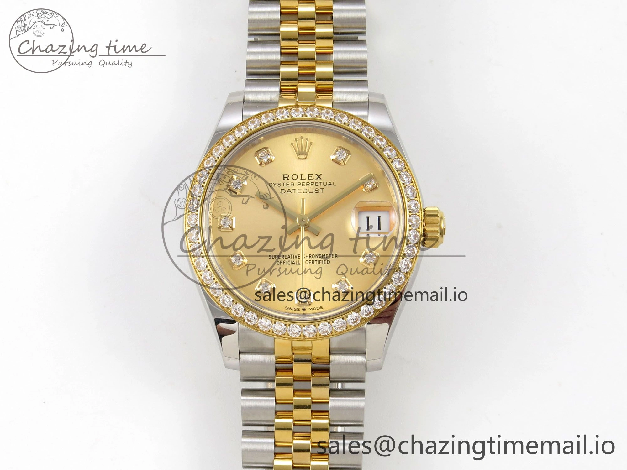 DateJust 31 278383RBR THBF 1:1 Best Edition 904L Steel YG Diamonds Dial Diamonds Bezel on SS YG Jubilee Bracelet HZ Cal.2236