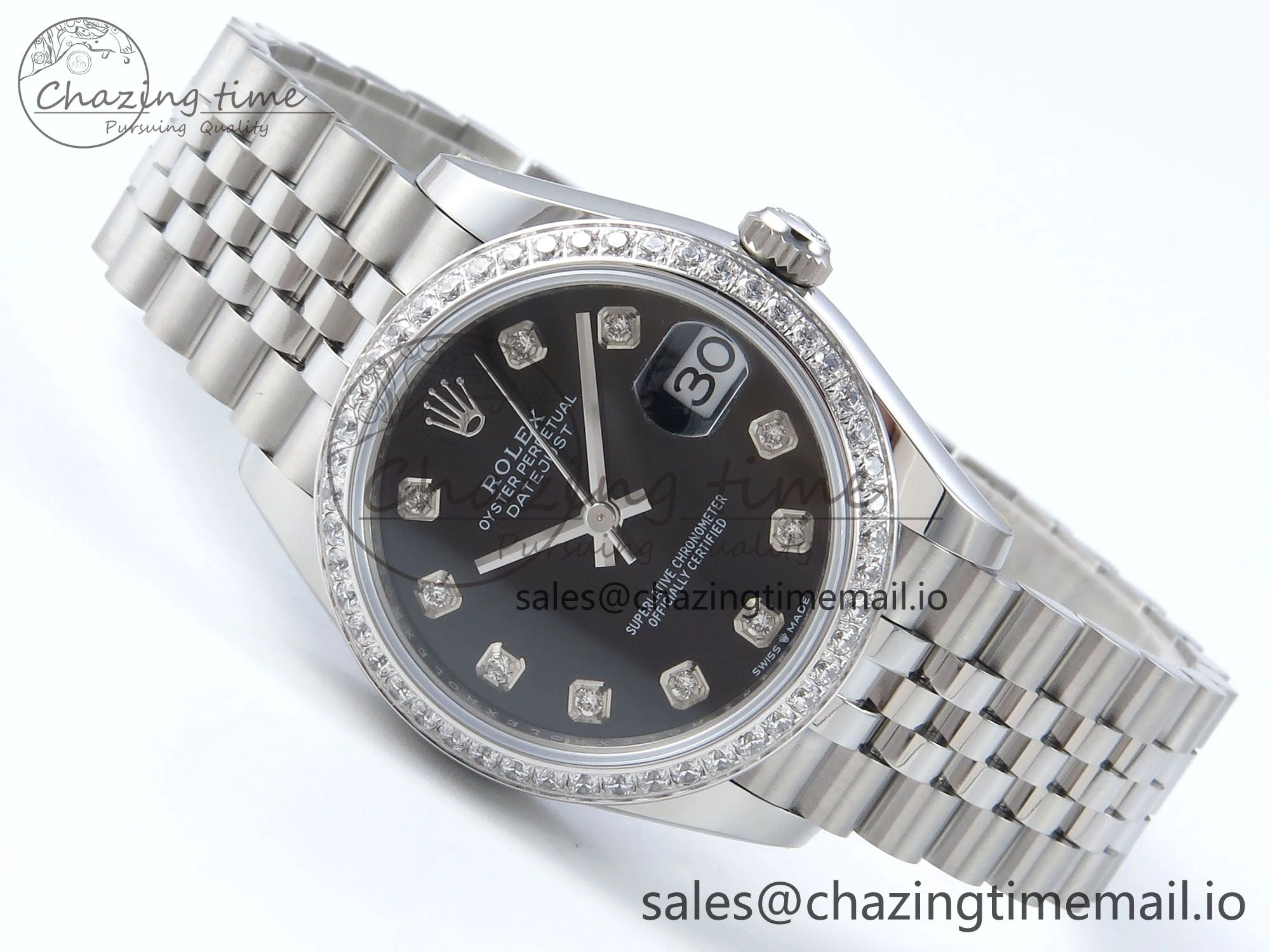 DateJust 31 278384RBR ARF 1:1 Best Edition 904L Steel Black Diamonds Dial Diamonds Bezel on SS Jubilee Bracelet ETA 2688