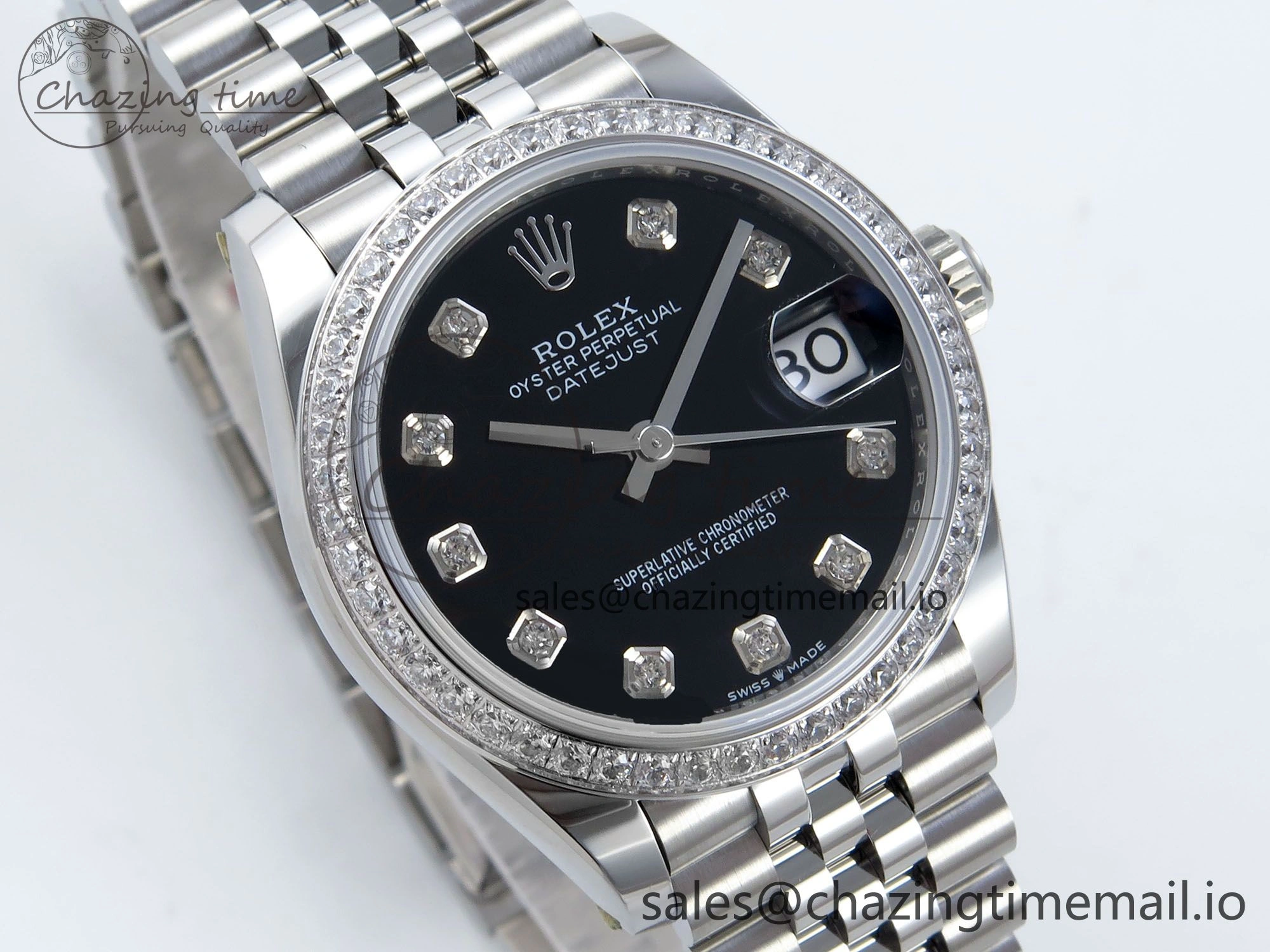 DateJust 31 278384RBR ARF 1:1 Best Edition 904L Steel Black Diamonds Dial Diamonds Bezel on SS Jubilee Bracelet ETA 2688