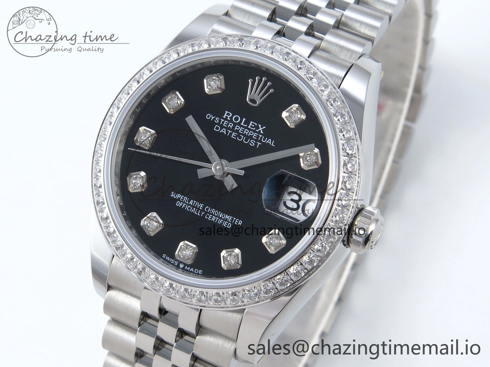 DateJust 31 278384RBR ARF 1:1 Best Edition 904L Steel Black Diamonds Dial Diamonds Bezel on SS Jubilee Bracelet ETA 2688