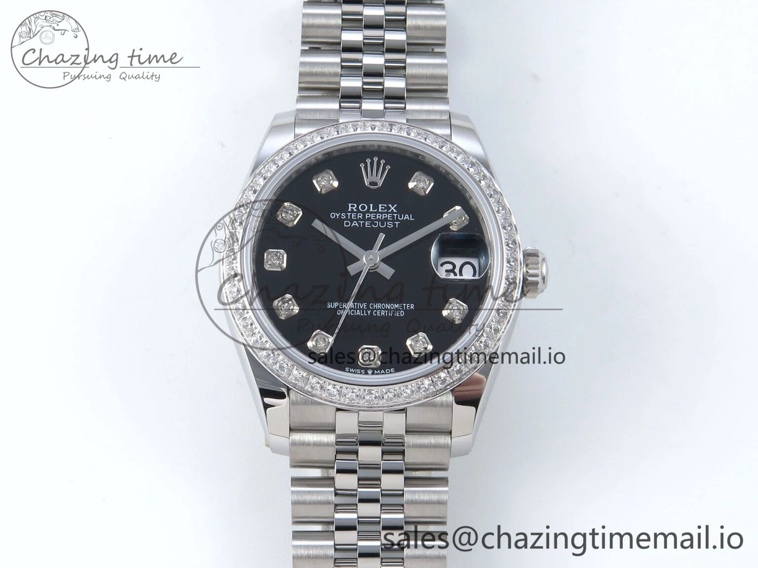 DateJust 31 278384RBR ARF 1:1 Best Edition 904L Steel Black Diamonds Dial Diamonds Bezel on SS Jubilee Bracelet ETA 2688