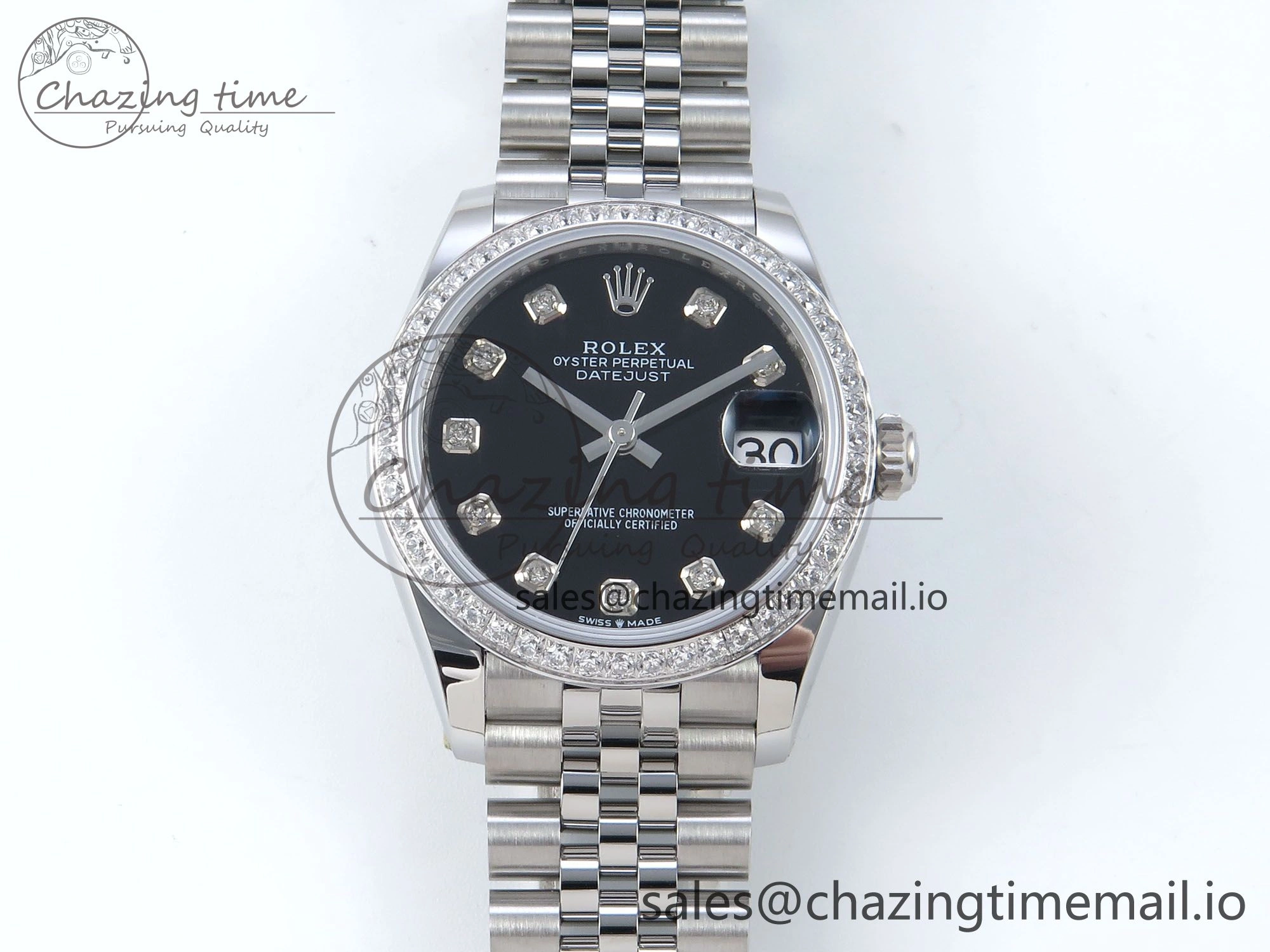 DateJust 31 278384RBR ARF 1:1 Best Edition 904L Steel Black Diamonds Dial Diamonds Bezel on SS Jubilee Bracelet ETA 2688