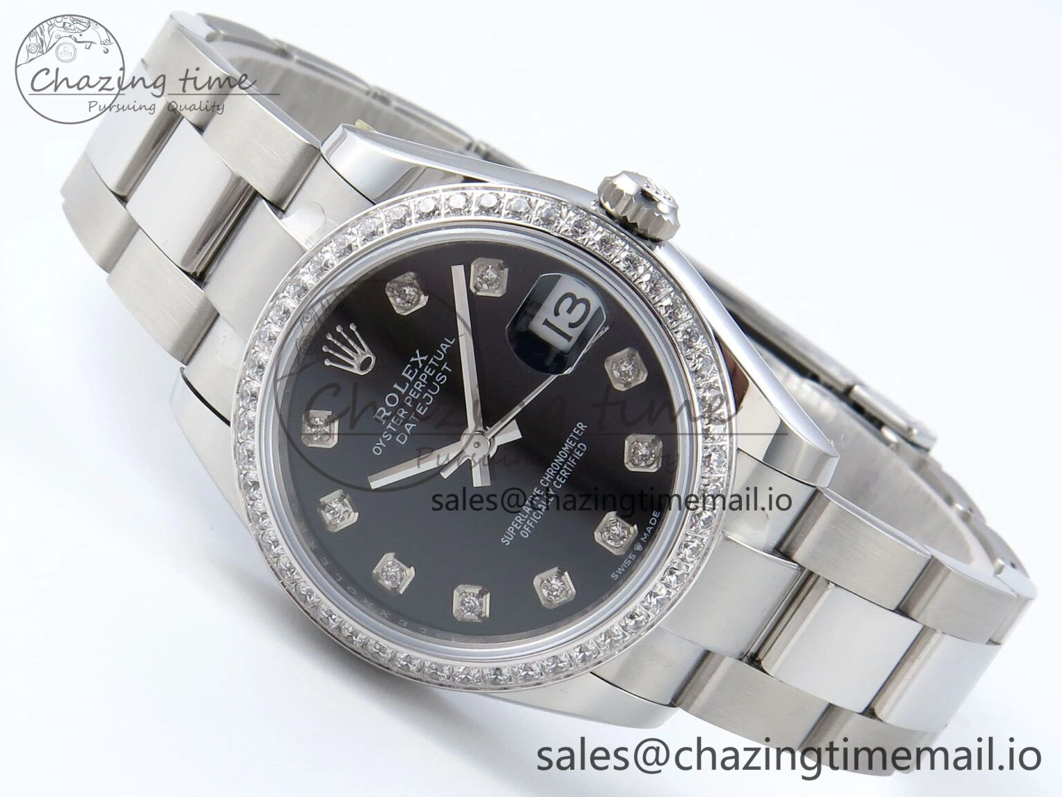 DateJust 31 278384RBR ARF 1:1 Best Edition 904L Steel Black Diamonds Dial Diamonds Bezel on SS Oyster Bracelet ETA 2688