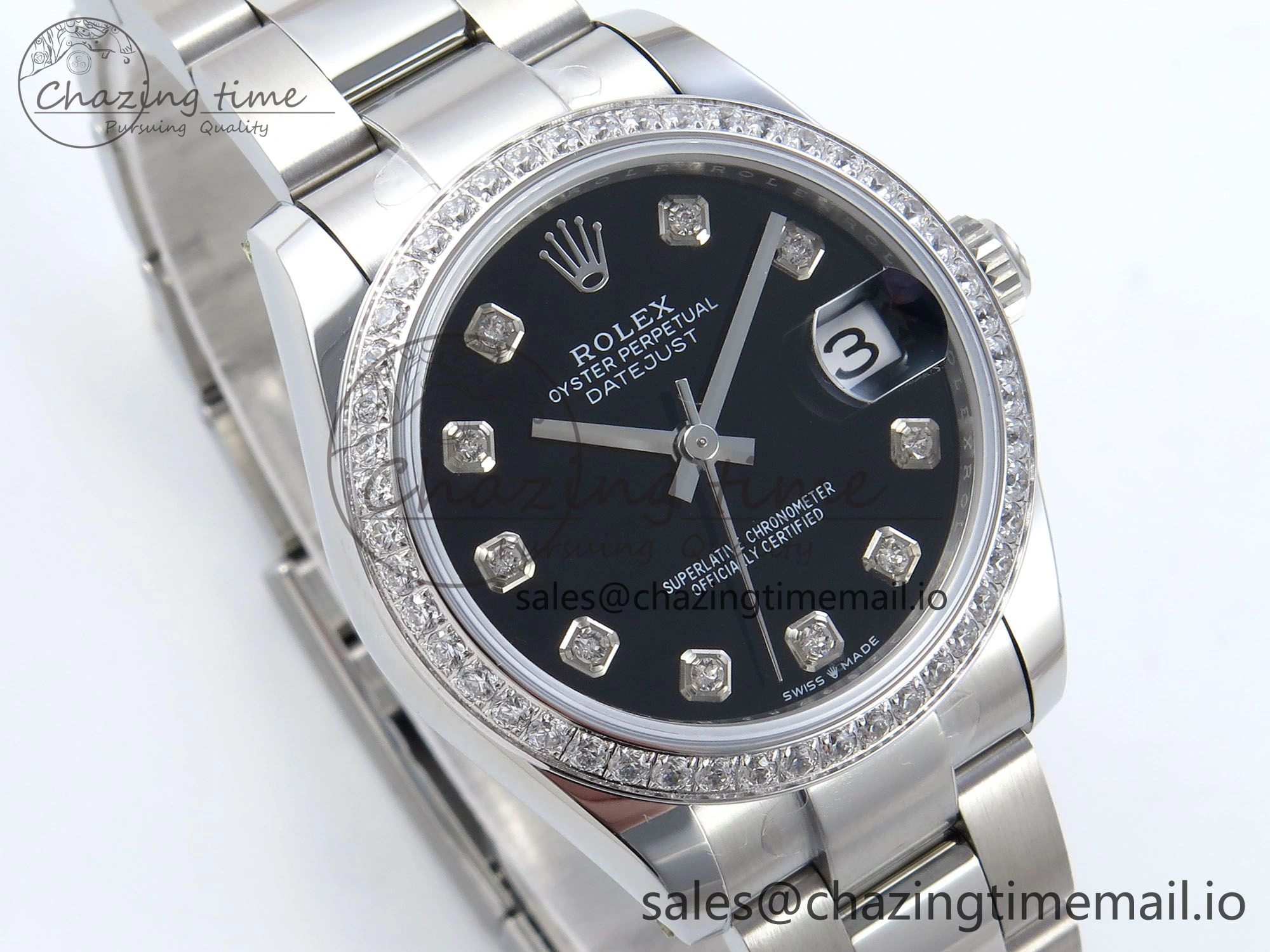 DateJust 31 278384RBR ARF 1:1 Best Edition 904L Steel Black Diamonds Dial Diamonds Bezel on SS Oyster Bracelet ETA 2688