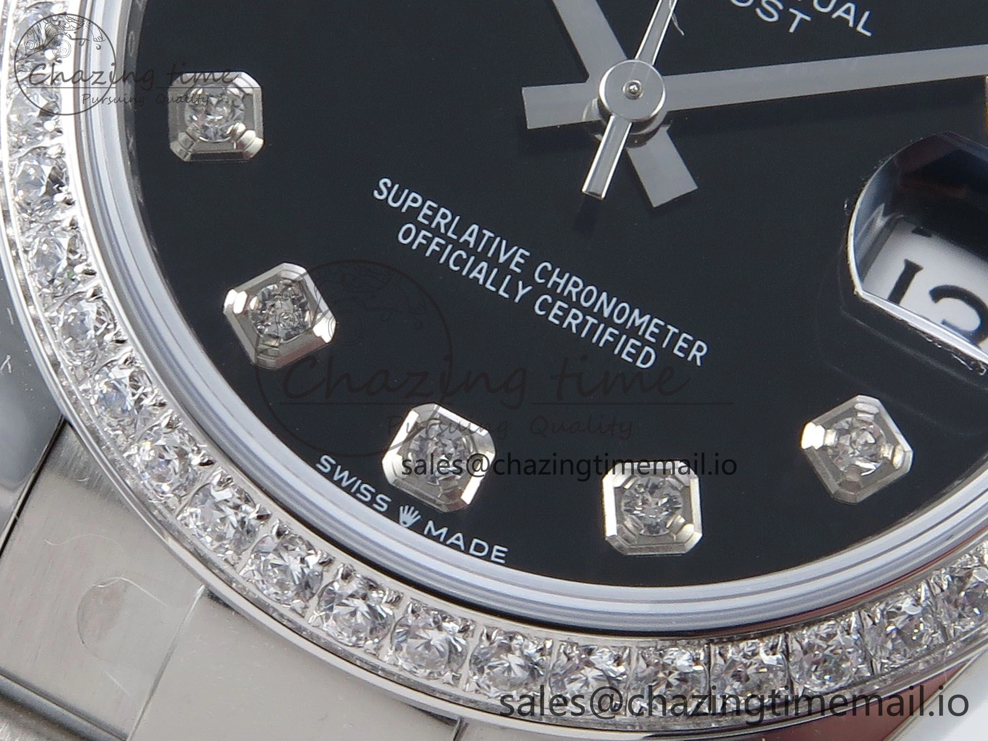 DateJust 31 278384RBR ARF 1:1 Best Edition 904L Steel Black Diamonds Dial Diamonds Bezel on SS Oyster Bracelet ETA 2688
