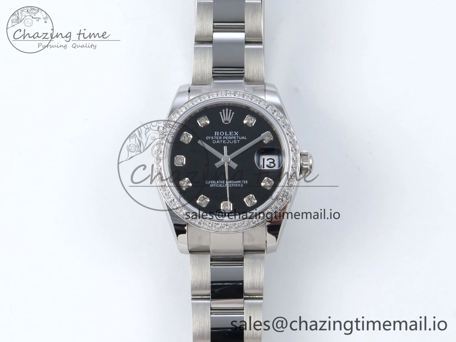 DateJust 31 278384RBR ARF 1:1 Best Edition 904L Steel Black Diamonds Dial Diamonds Bezel on SS Oyster Bracelet ETA 2688