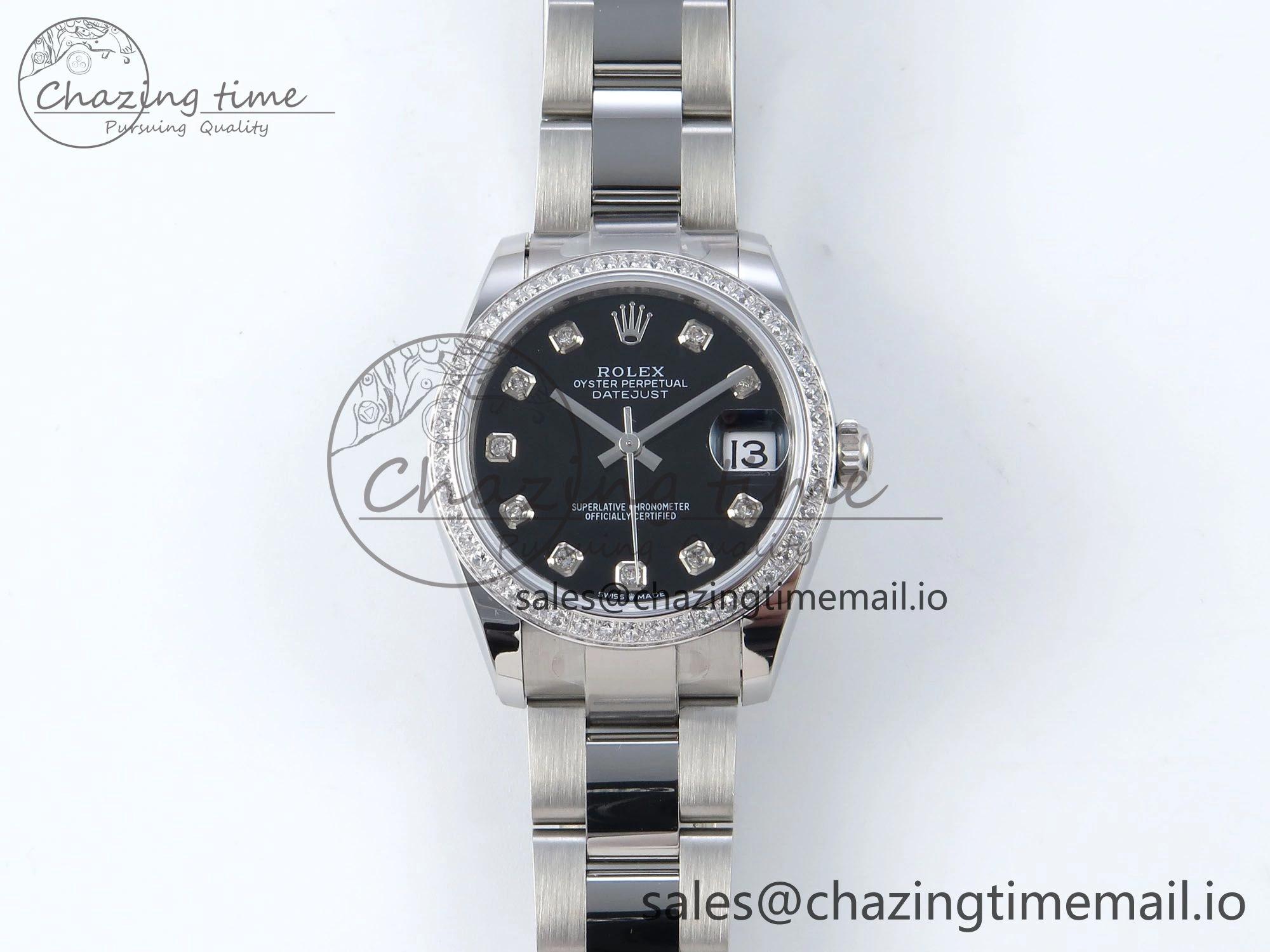 DateJust 31 278384RBR ARF 1:1 Best Edition 904L Steel Black Diamonds Dial Diamonds Bezel on SS Oyster Bracelet ETA 2688